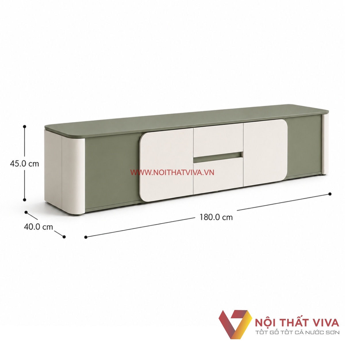 Kệ Tivi Gỗ C&ocirc;ng Nghiệp Bo G&oacute;c M&agrave;u Xanh Phối Trắng Thanh Lịch