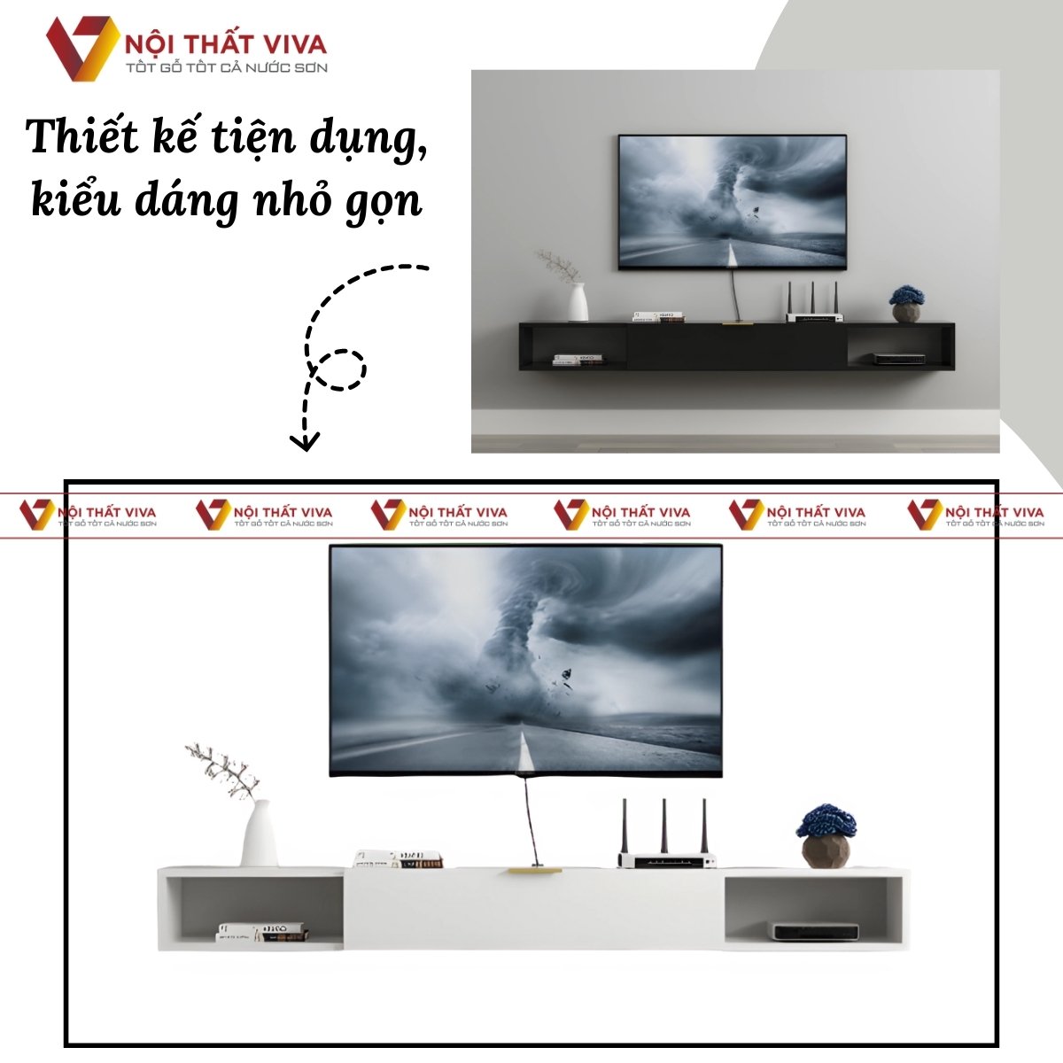 Kệ Treo Tường Tivi Thiết Kế Đơn Giản Phong Cách Hiện Đại 