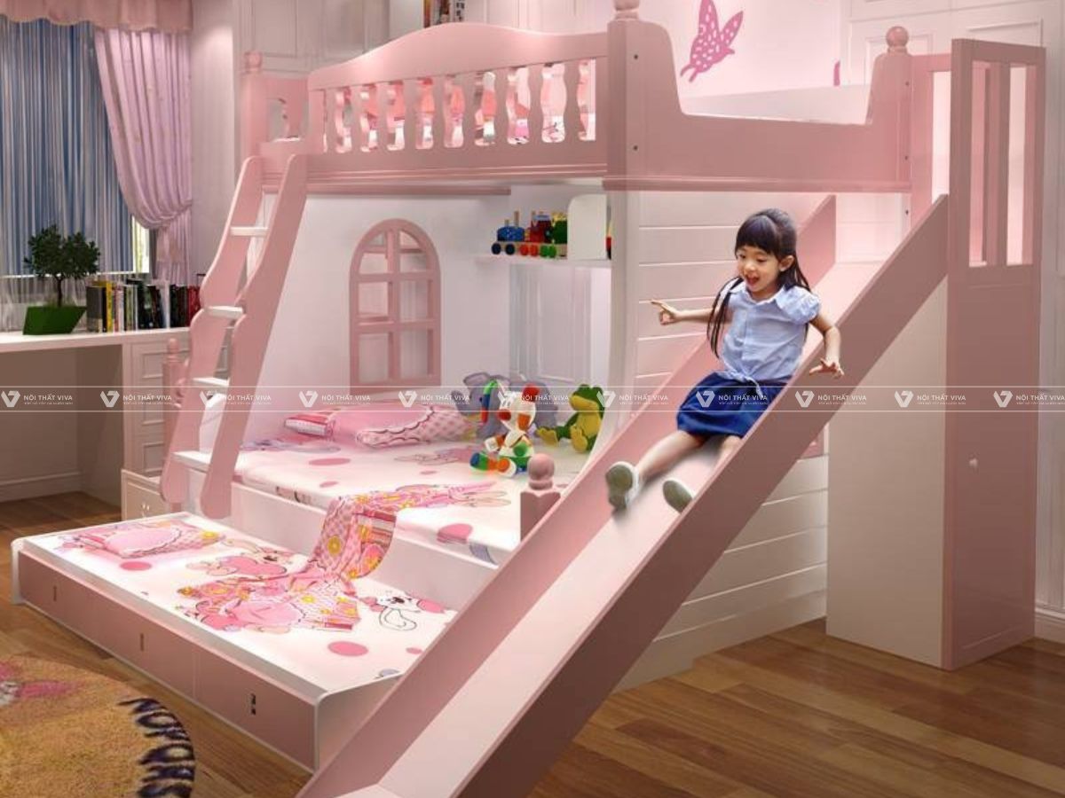 Khám phá 25+ mẫu giường tầng cho bé gái có cầu trượt siêu dễ thương