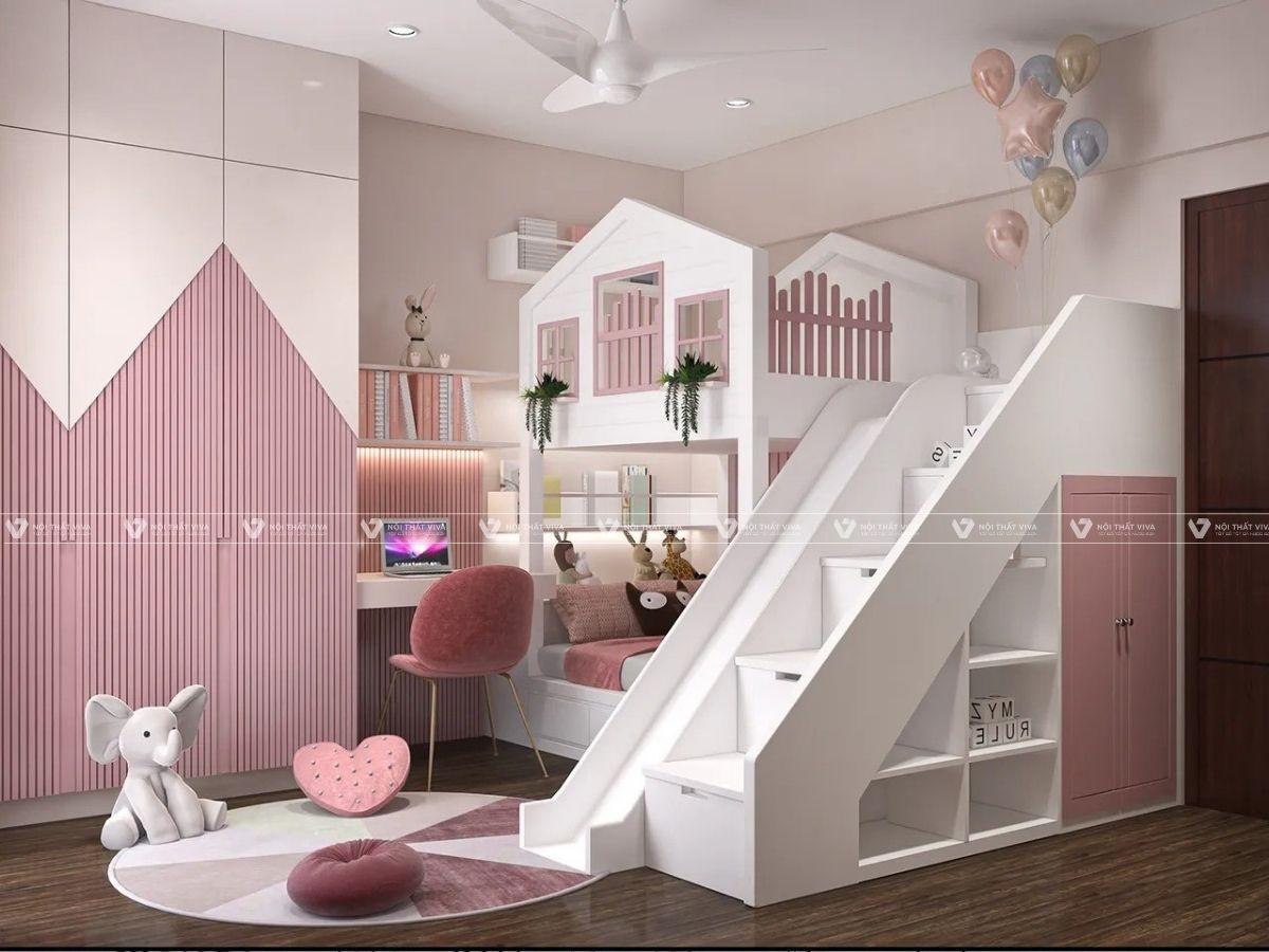 Khám phá 25+ mẫu giường tầng cho bé gái có cầu trượt siêu dễ thương