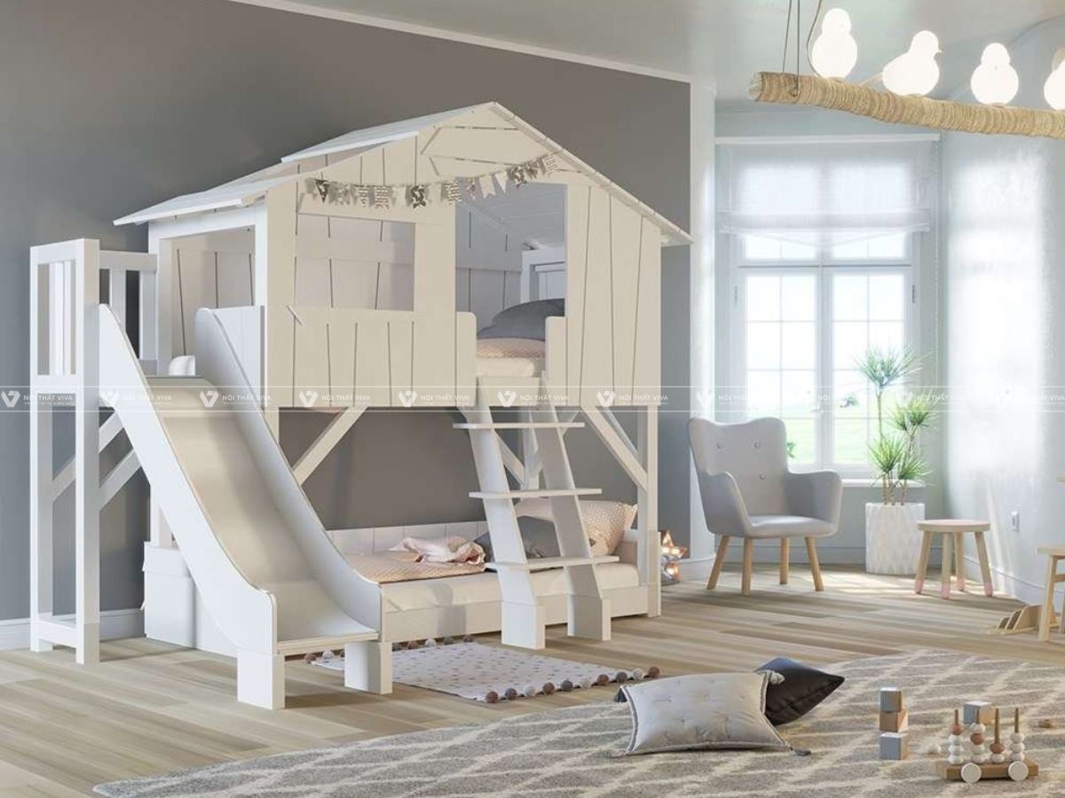 Khám phá 25+ mẫu giường tầng cho bé gái có cầu trượt siêu dễ thương