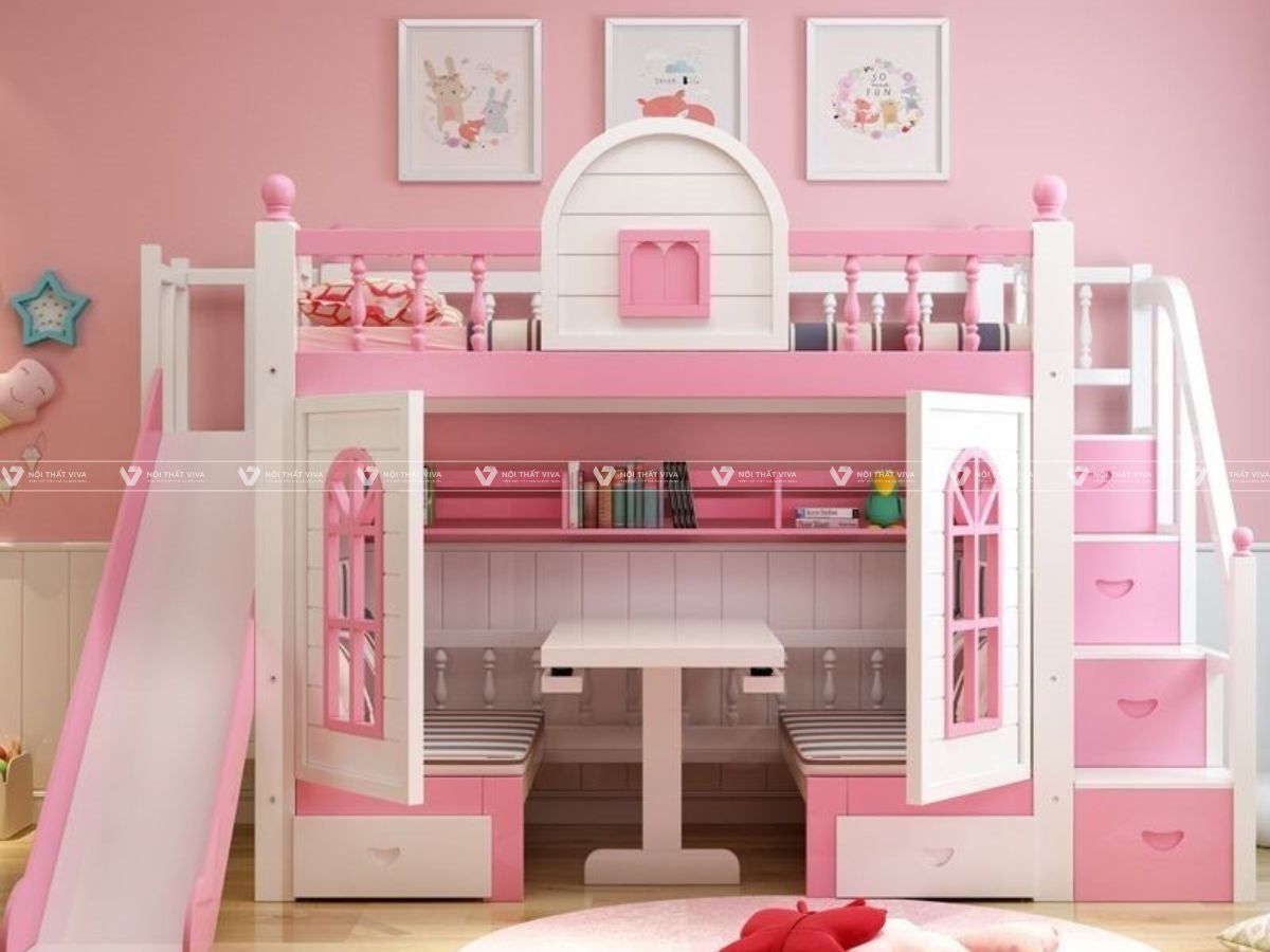 Khám phá 25+ mẫu giường tầng cho bé gái có cầu trượt siêu dễ thương