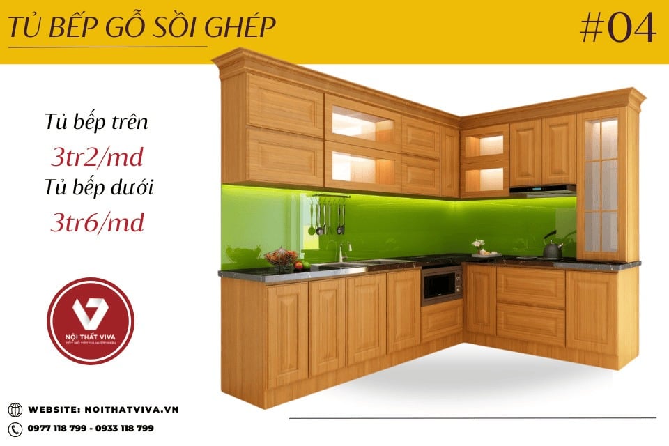 Kh&aacute;m ph&aacute; mẫu tủ bếp chữ L gỗ tự nhi&ecirc;n đẹp, sang trọng, dễ ứng dụng