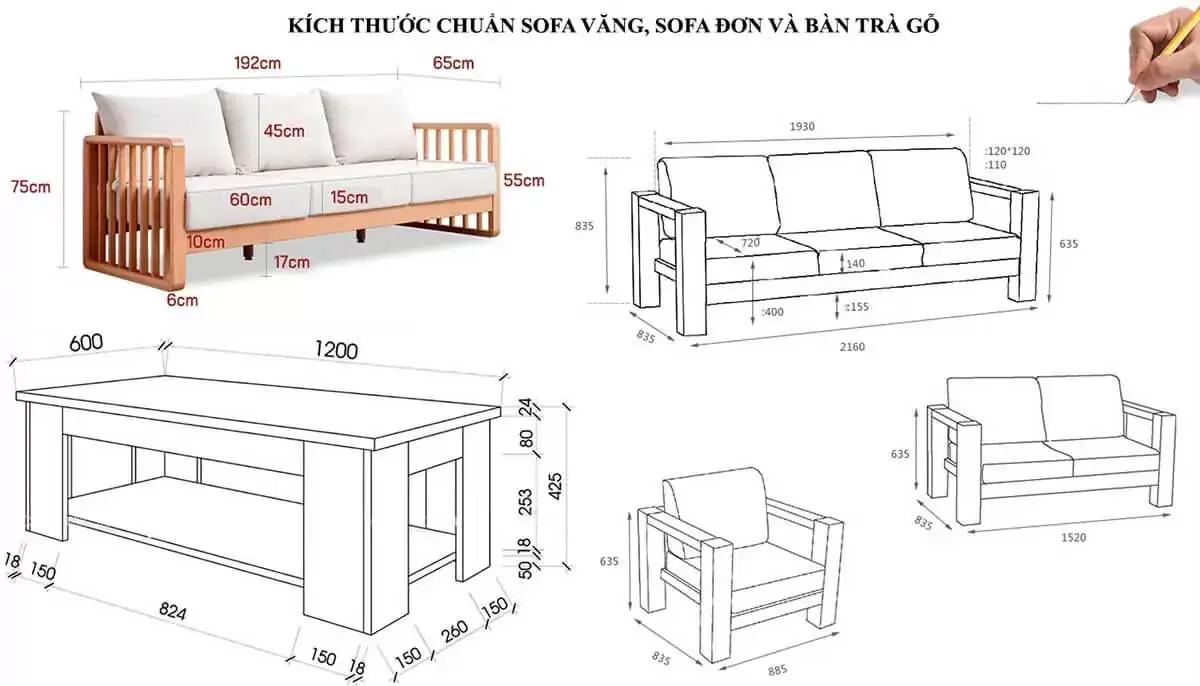 Kích thước ghế sofa gỗ óc chó chuẩn, đẹp nhất bao nhiêu hiện nay? 