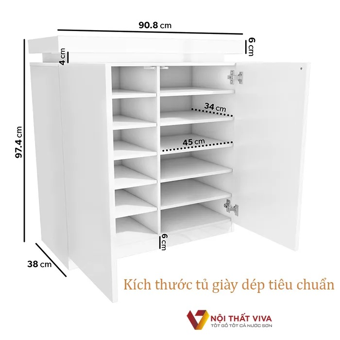 Kích thước tủ giày bao nhiêu là chuẩn? Gợi ý theo phong thủy và loại tủ phổ biến