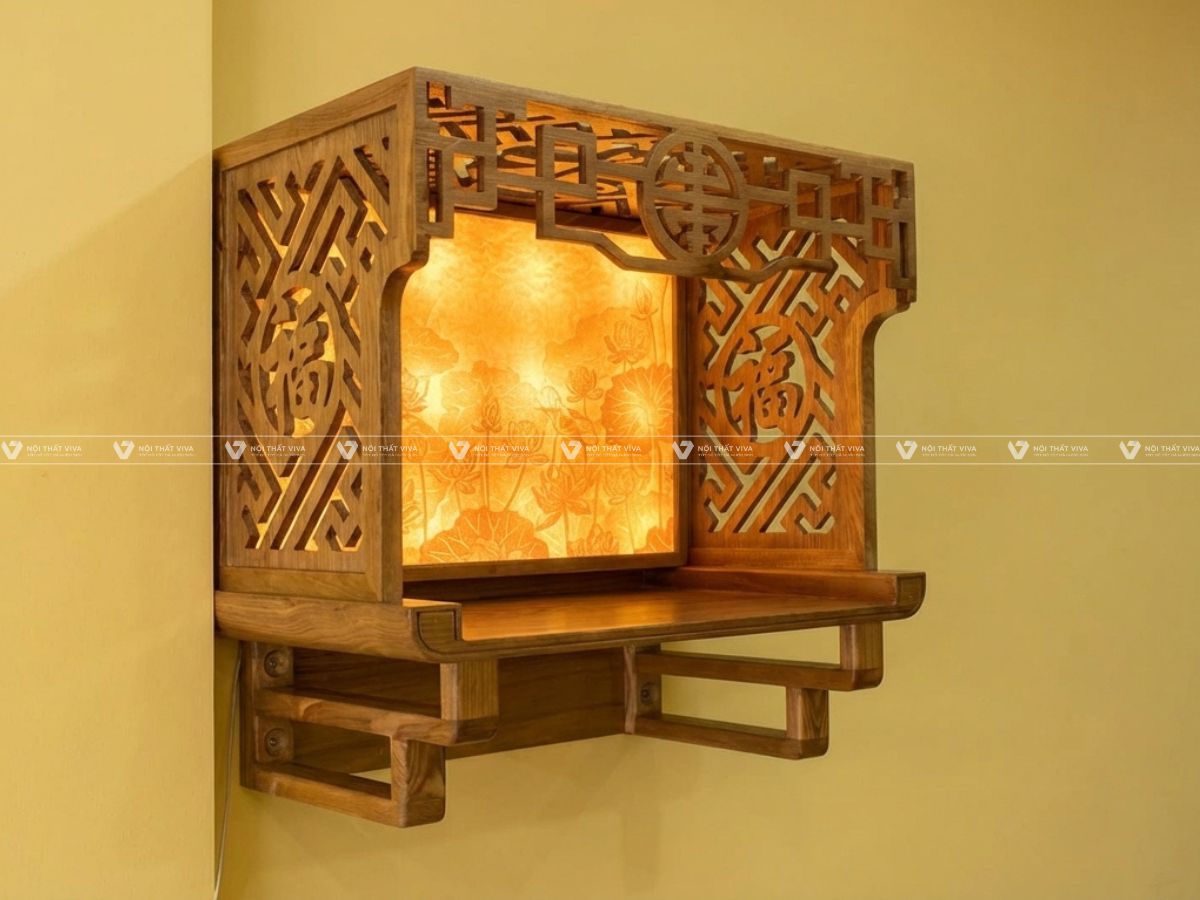 Kinh nghiệm chọn mẫu b&agrave;n thờ gia ti&ecirc;n treo tường chuẩn phong thủy 