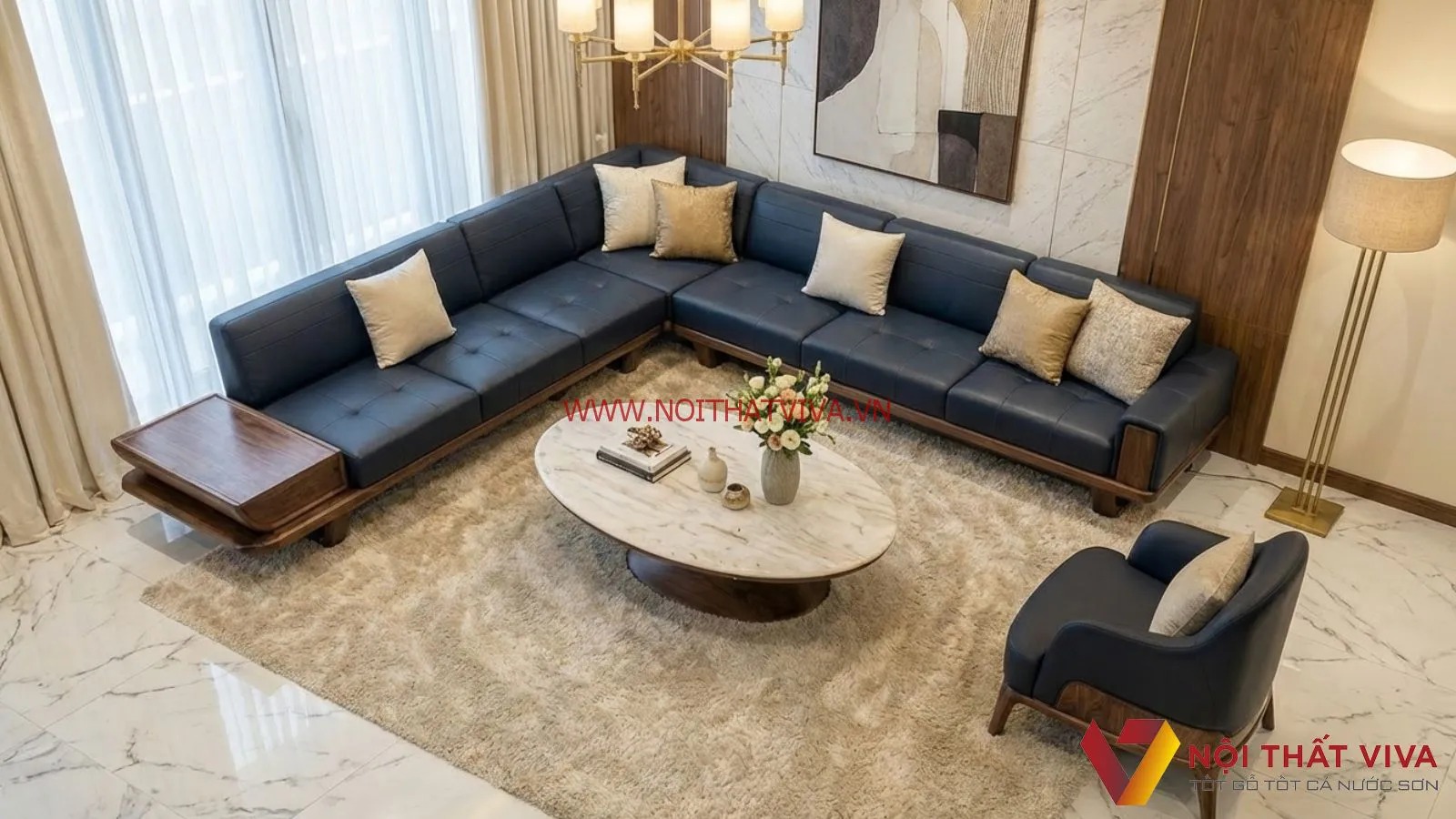 Kinh nghiệm chọn sofa &oacute;c ch&oacute; cho ph&ograve;ng kh&aacute;ch rộng sang trọng   