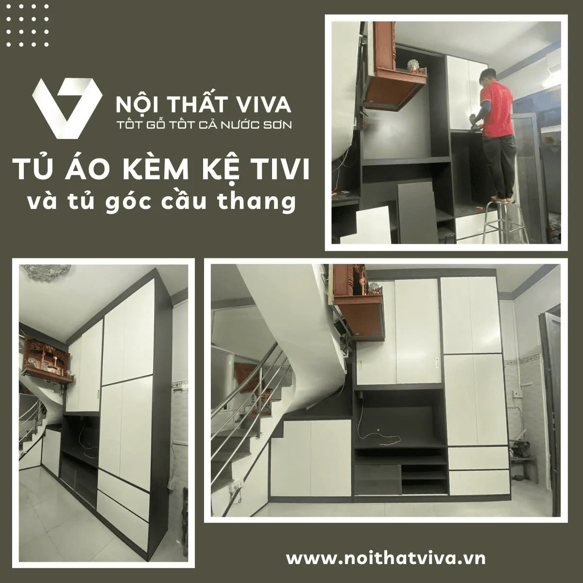 Kinh nghiệm đặt kệ tivi gầm cầu thang đẹp, tiết kiệm không gian tối ưu