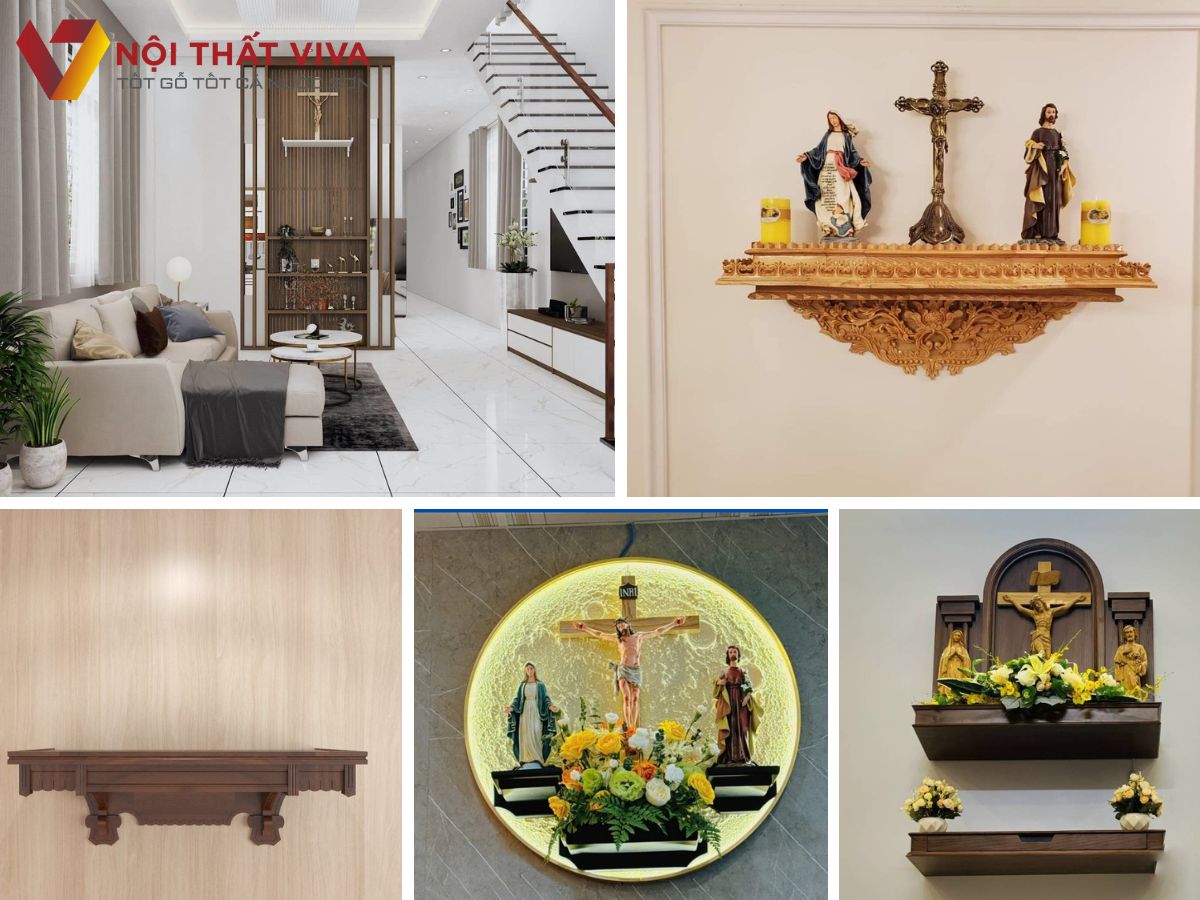 Lưu ngay 7+ mẫu bàn thờ treo tường Công Giáo đẹp, được ưa chuộng nhất
