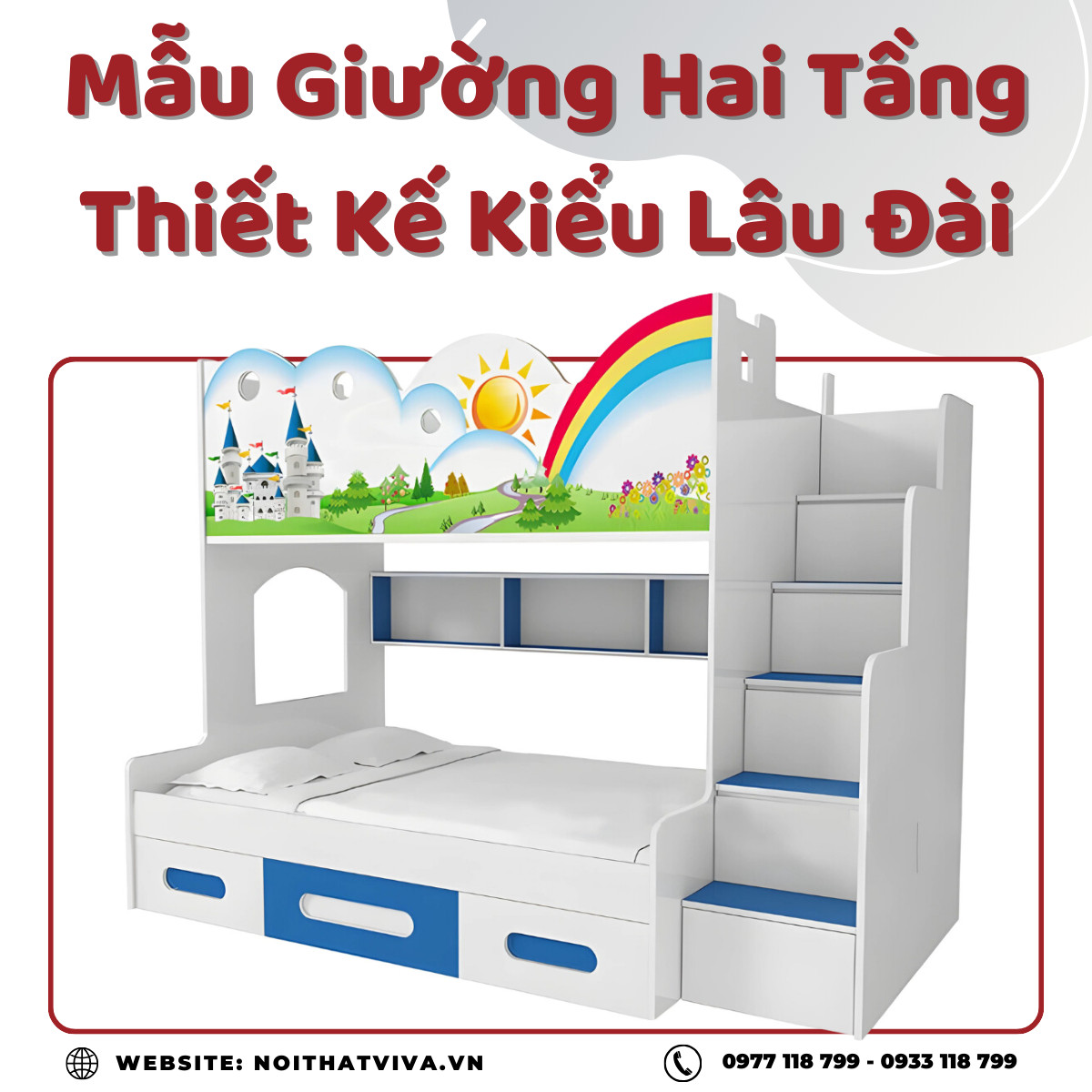 Mẫu Giường Hai Tầng Thiết Kế Kiểu Lâu Đài Dành Cho Trẻ Bền Đẹp Giá Rẻ