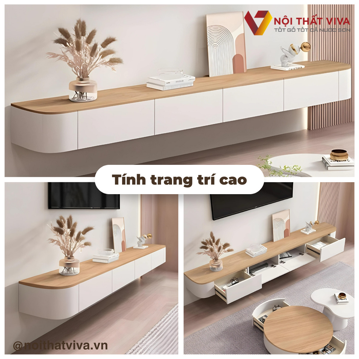 Mẫu Kệ Tivi Treo Tường Gỗ Công Nghiệp Hiện Đại Giá Tốt