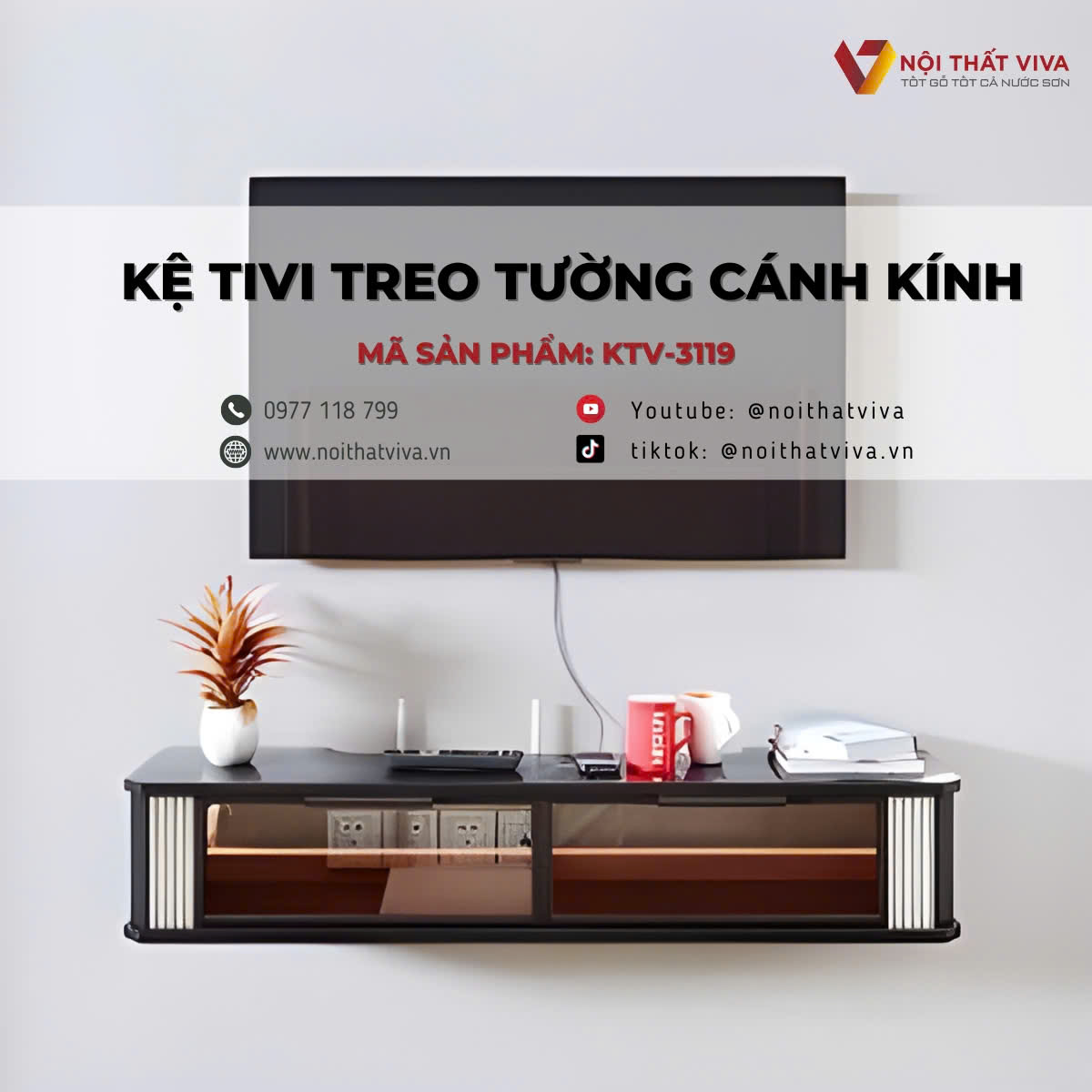 Mẫu Kệ Tivi Treo Tường Hiện Đại Cánh Kính Cao Cấp