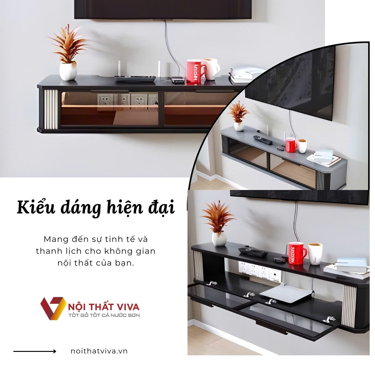 Mẫu Kệ Tivi Treo Tường Hiện Đại Cánh Kính Cao Cấp