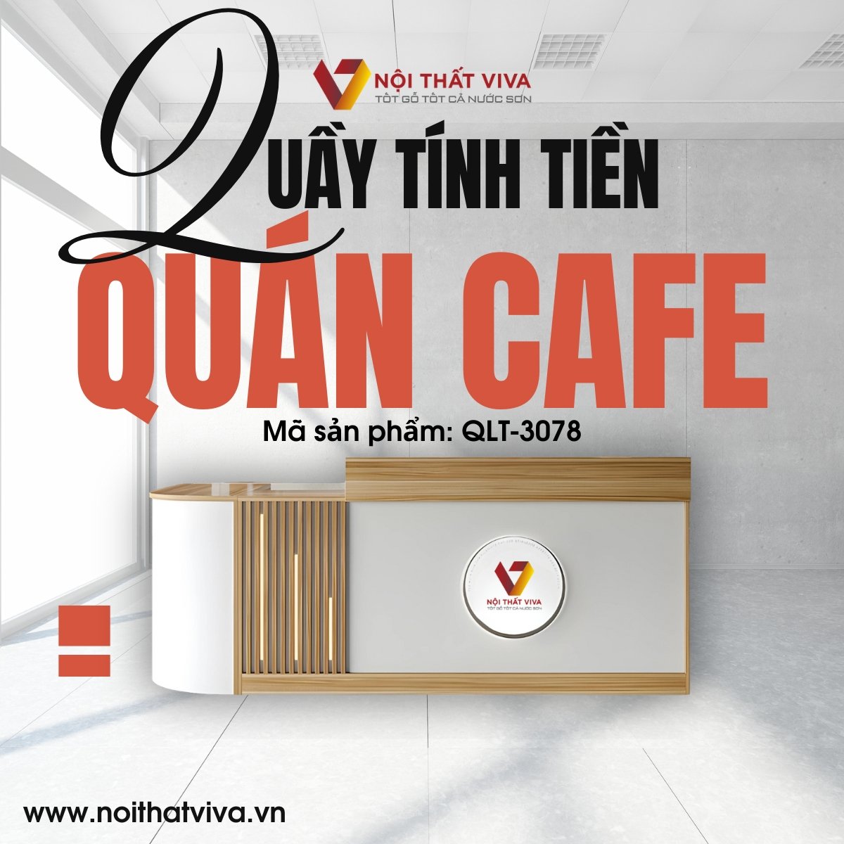 Mẫu Quầy Tính Tiền Đẹp Cho Quán Cafe Chất Liệu MDF Melamine Hiện Đại