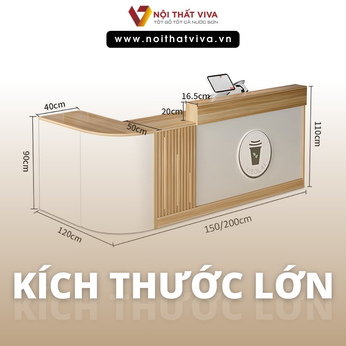 Mẫu Quầy Tính Tiền Đẹp Cho Quán Cafe Chất Liệu MDF Melamine Hiện Đại