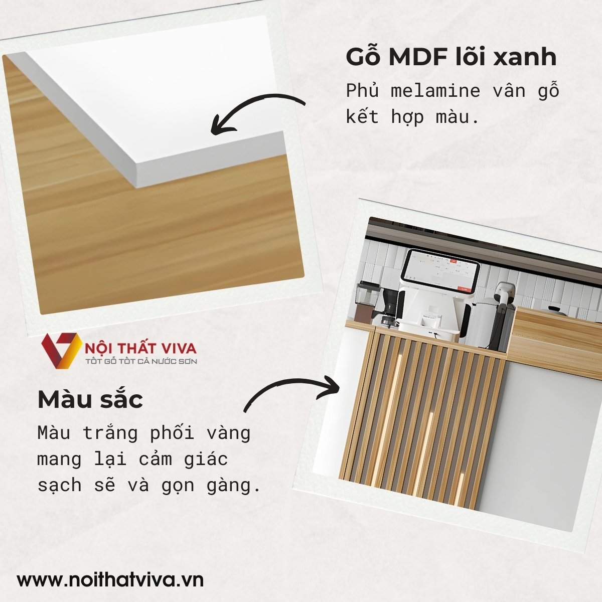 Mẫu Quầy Tính Tiền Đẹp Cho Quán Cafe Chất Liệu MDF Melamine Hiện Đại