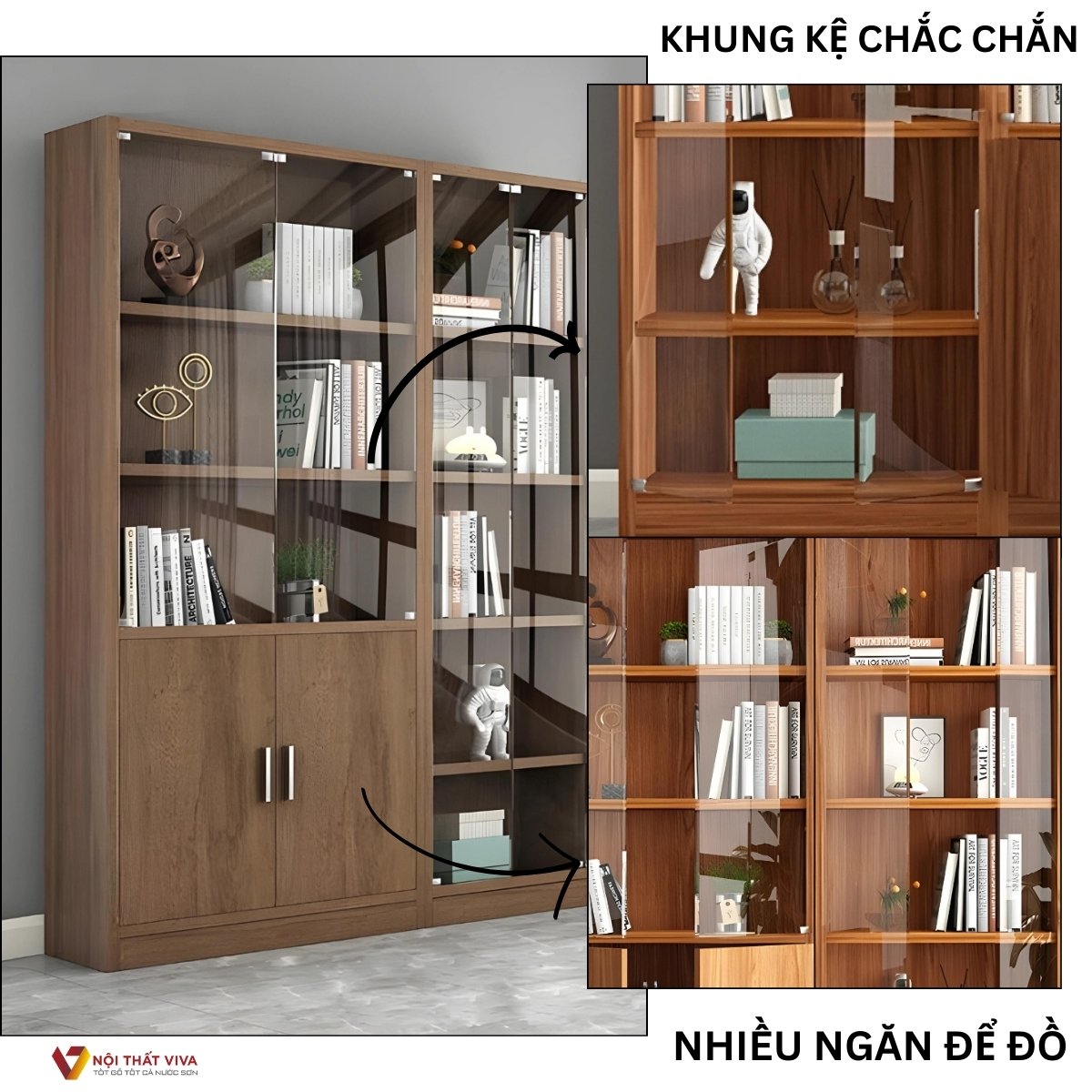 Mẫu Tủ Tài Liệu Hiện Đại Gỗ Công Nghiệp Cánh Kính Cao Cấp