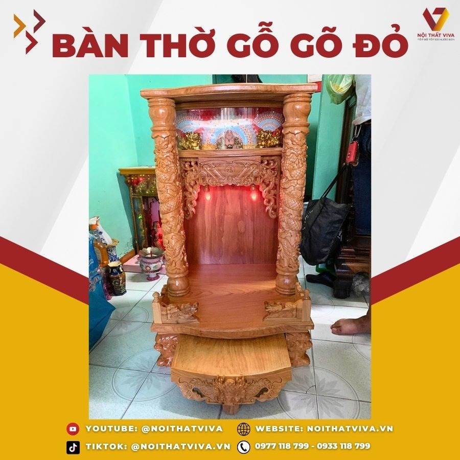 Mua bàn thờ Ông Địa gỗ gõ đỏ: 5 kinh nghiệm quan trọng không thể bỏ qua
