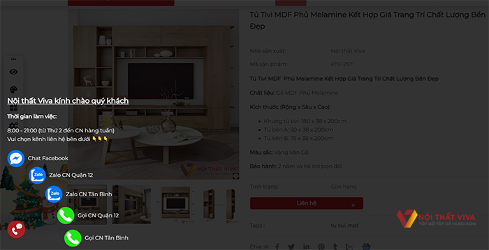 Hướng dẫn Cách mua tủ tivi gỗ MDF KTV-2571 online đơn giản, nhanh chóng.