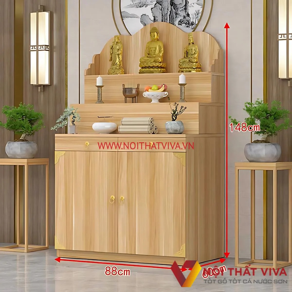 N&ecirc;n chọn k&iacute;ch thước b&agrave;n thờ 3 tầng như thế n&agrave;o để thu h&uacute;t t&agrave;i lộc?