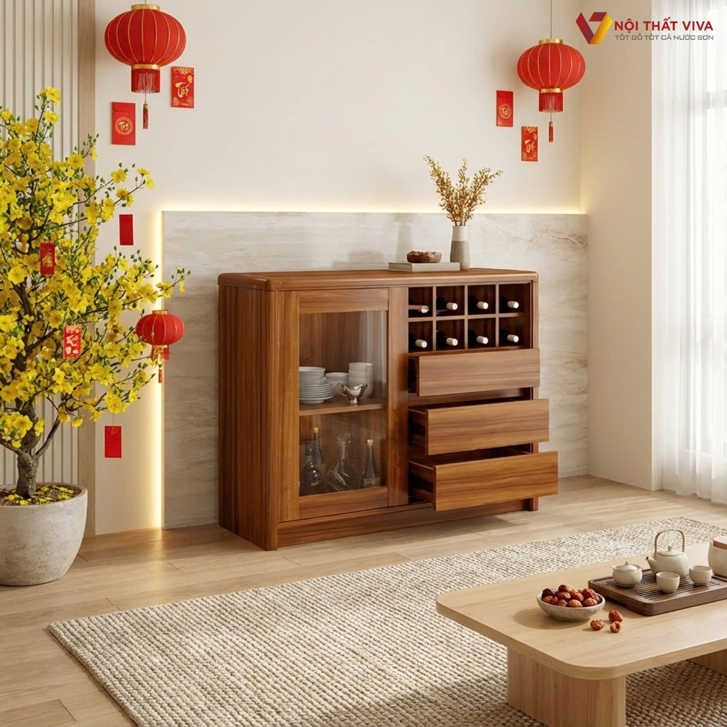 Những vị tr&iacute; kh&ocirc;ng n&ecirc;n đặt tủ kệ ph&ograve;ng kh&aacute;ch ng&agrave;y Tết gia chủ n&ecirc;n biết