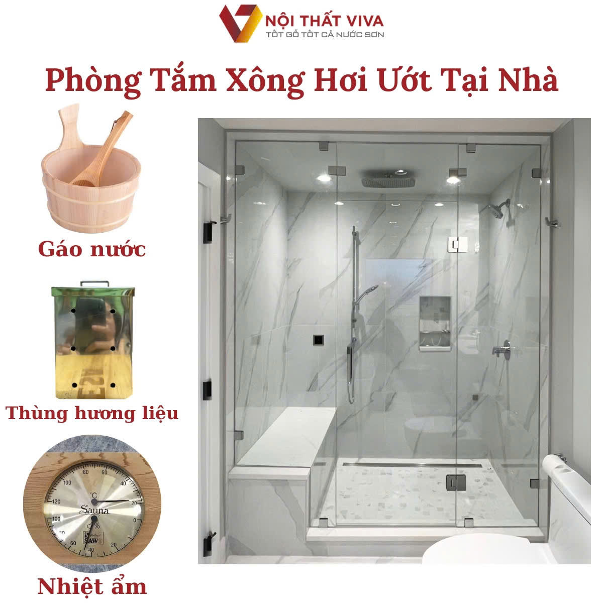 Phòng Tắm Xông Hơi Ướt Tại Nhà Kính Cường Lực Cao Cấp