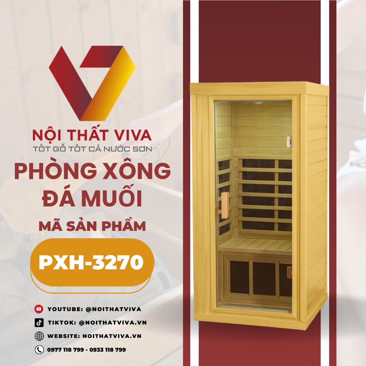 Phòng Xông Đá Muối Hồng Ngoại Gỗ Thông Cao Cấp Thiết Kế Hiện Đại