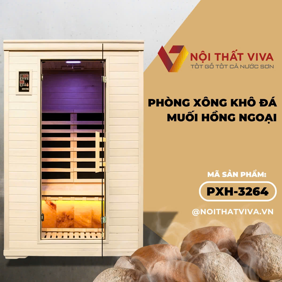 Phòng Xông Hơi Đá Muối Hồng Ngoại Gỗ Thông Tự Nhiên Sang Trọng