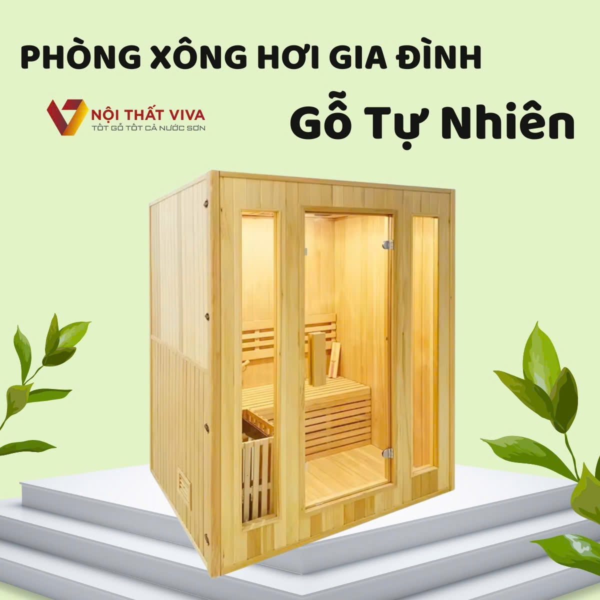 Phòng Xông Hơi Gia Đình Gỗ Tự Nhiên Thiết Kế Bền Đẹp