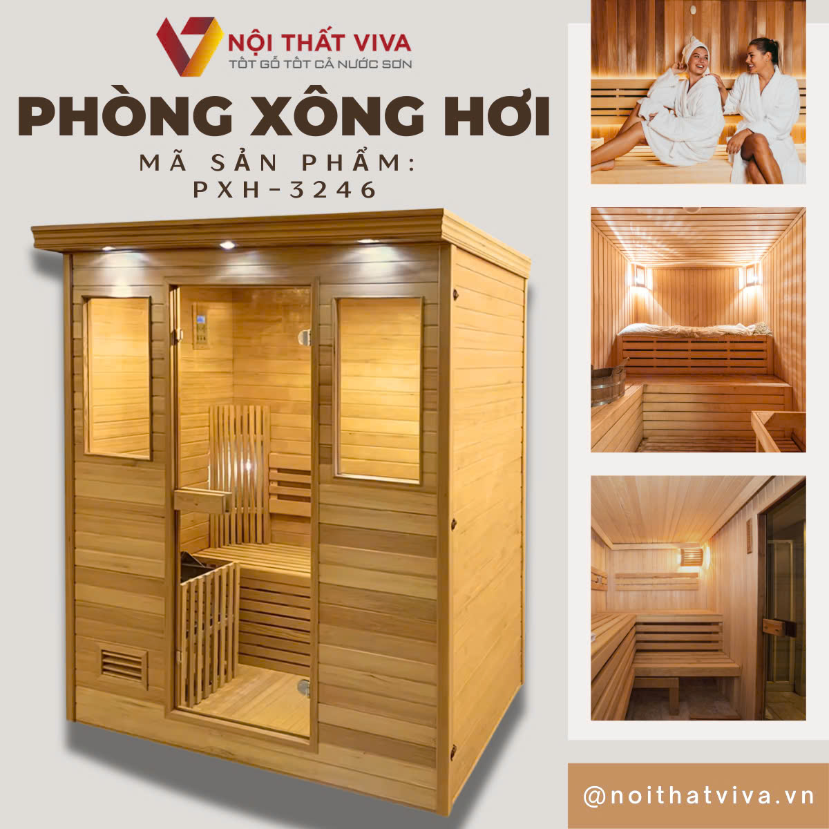 Phòng Xông Hơi Khô Gia Đình Gỗ Tự Nhiên Thiết Kế Hiện Đại