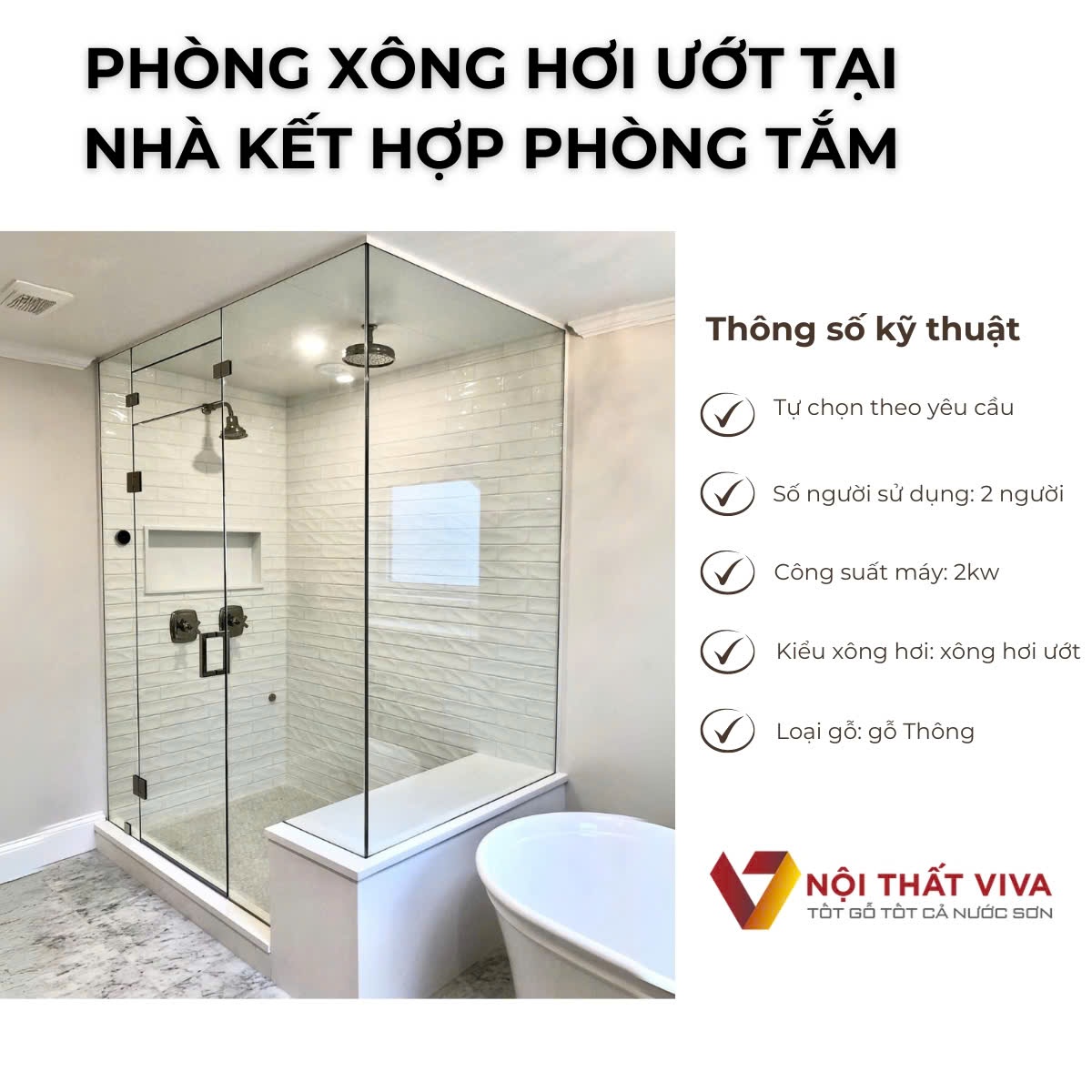 Phòng Xông Hơi Ướt Tại Nhà Kết Hợp Phòng Tắm Kính Cường Lực