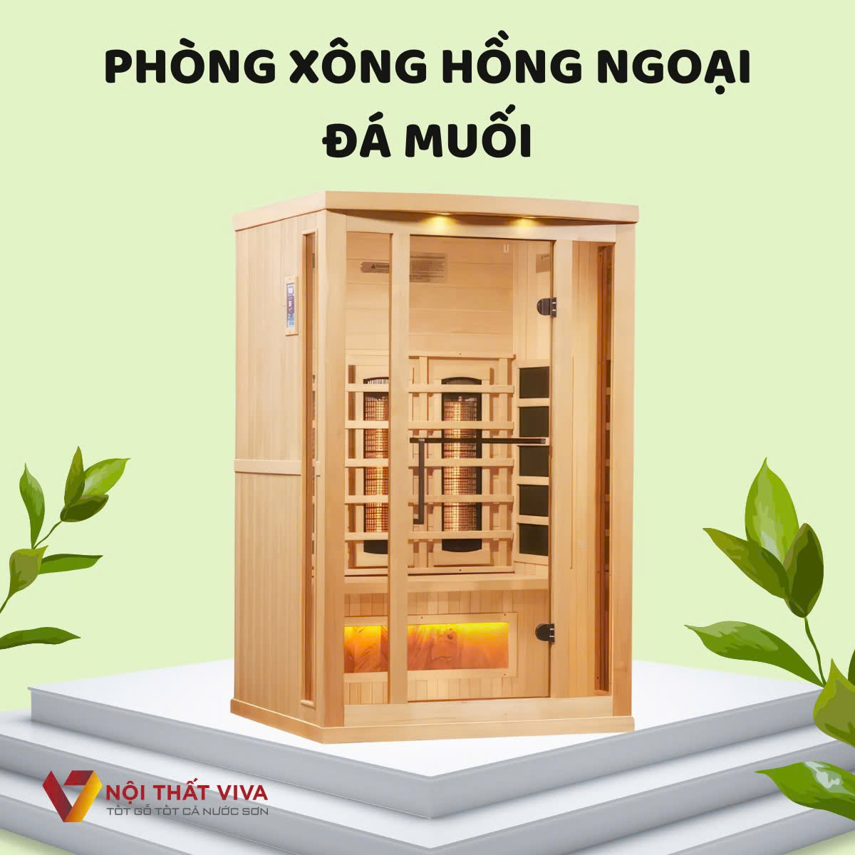 Phòng Xông Hồng Ngoại Đá Muối Gỗ Thông Tự Nhiên Cao Cấp