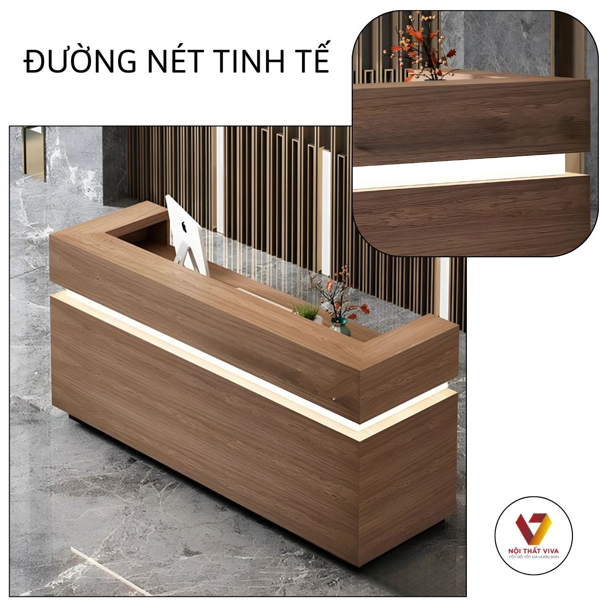 Quầy Lễ Tân Nhà Nghỉ Thiết Kế Hiện Đại Gỗ Công Nghiệp MDF Phủ Melamine