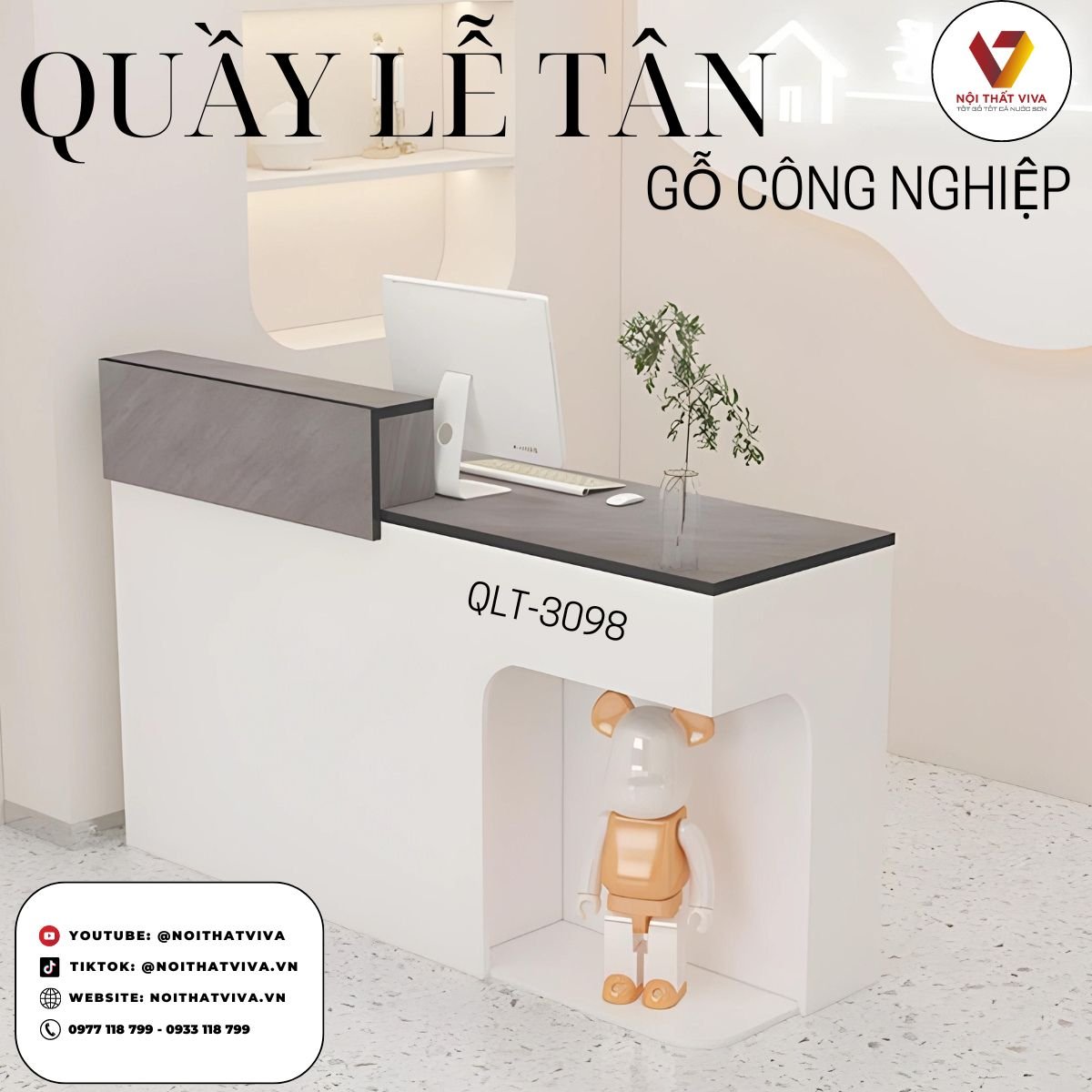 Quầy Thu Ngân Gỗ Công Nghiệp Thiết Kế Độc Đáo Hiện Đại