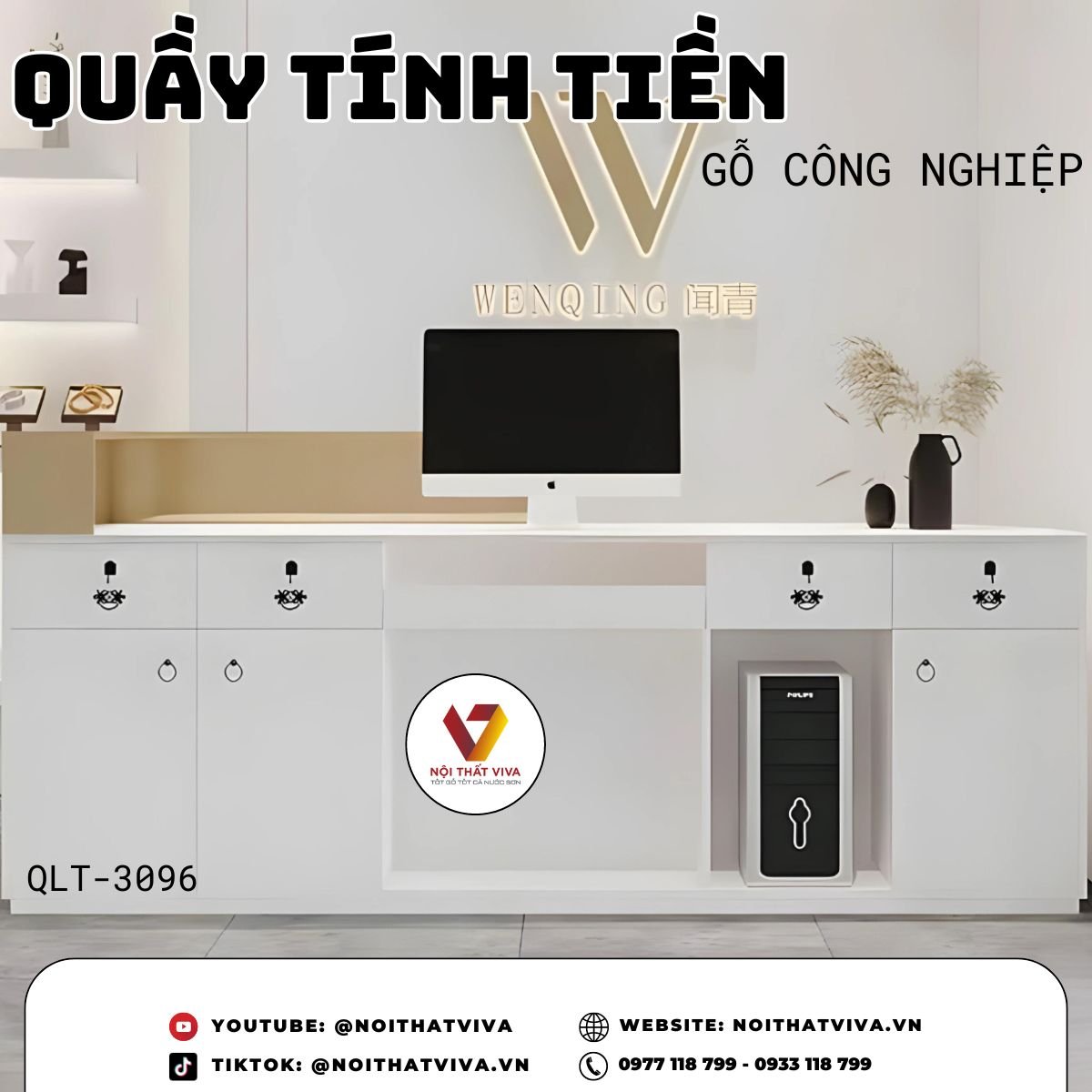 Quầy Tính Tiền Đẹp Bằng Gỗ Công Nghiệp Đẹp Đơn Giản