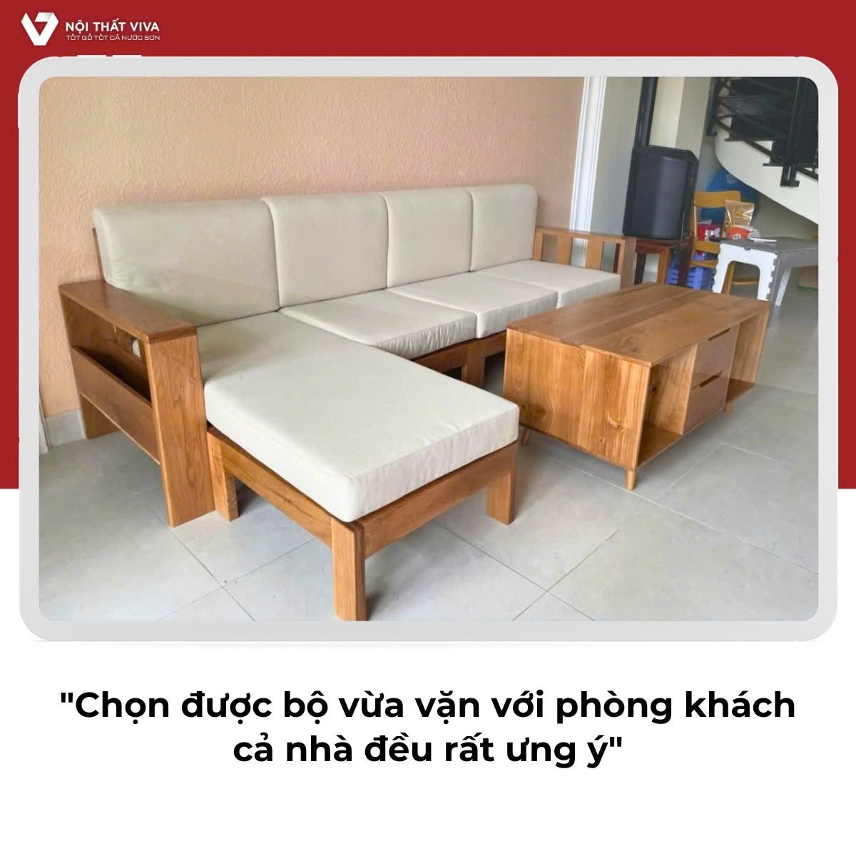 Sofa g&oacute;c gỗ sồi tự nhi&ecirc;n thiết kế chữ L tối ưu kh&ocirc;ng gian ph&ograve;ng kh&aacute;ch nhỏ