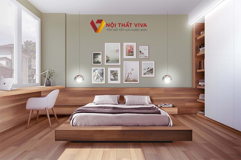 Mẫu thi công thiết kế nội thất phòng ngủ hai vợ chồng đẹp, phong cách tối giản.