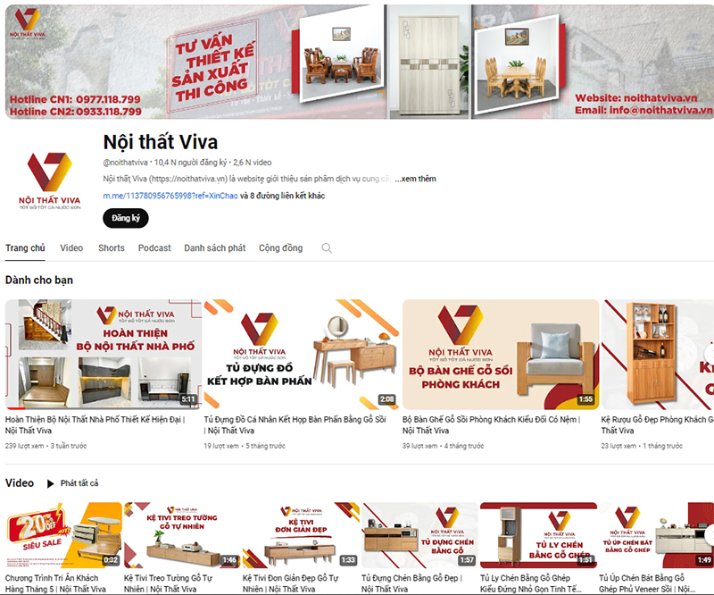 Dịch vụ thi công nội thất phòng ngủ chuyên nghiệp, báo giá trọn gói của Nội thất Viva cập nhật sản phẩm trên kênh Youtube.