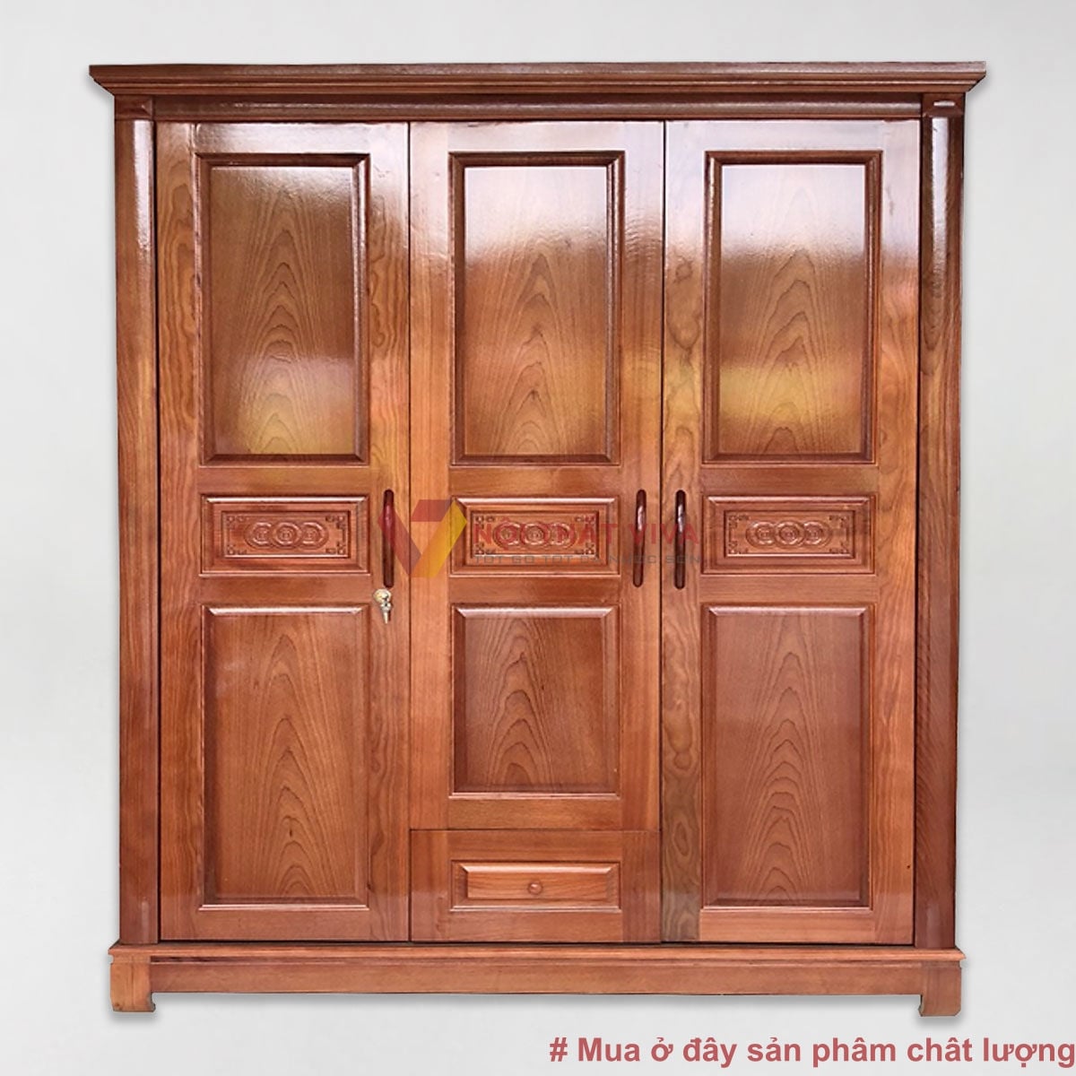 tủ quần áo gỗ xoan đào 3 buồng