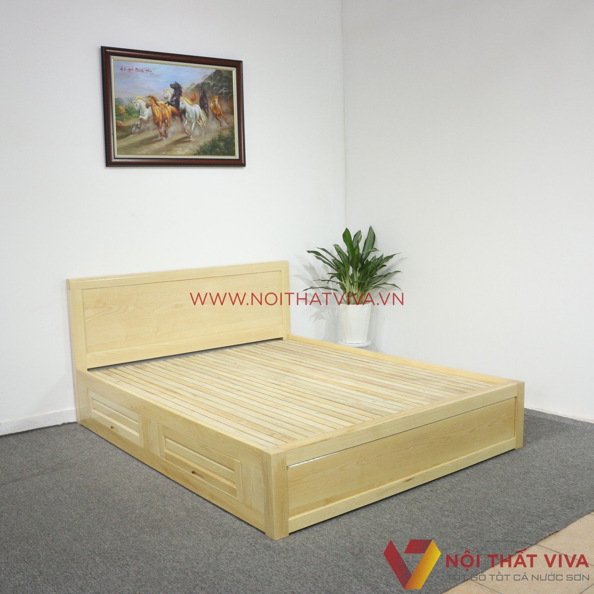 giường ngủ gỗ sồi hiện đại