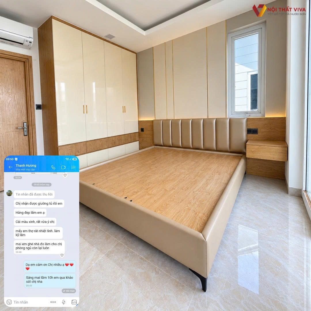 Combo giường tủ gỗ c&ocirc;ng nghiệp thiết kế đồng bộ