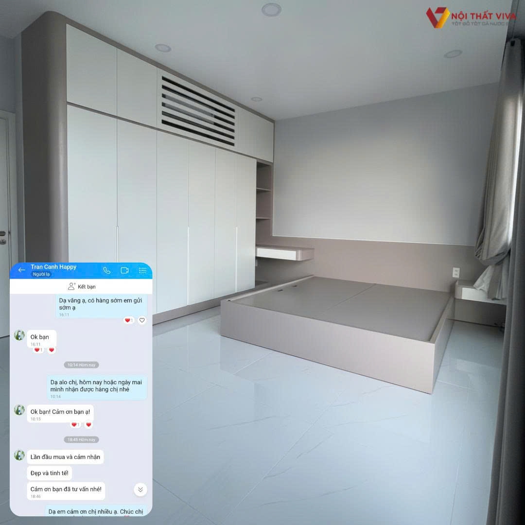 Nội thất ph&ograve;ng ngủ gỗ c&ocirc;ng nghiệp ho&agrave;n thiện thực tế