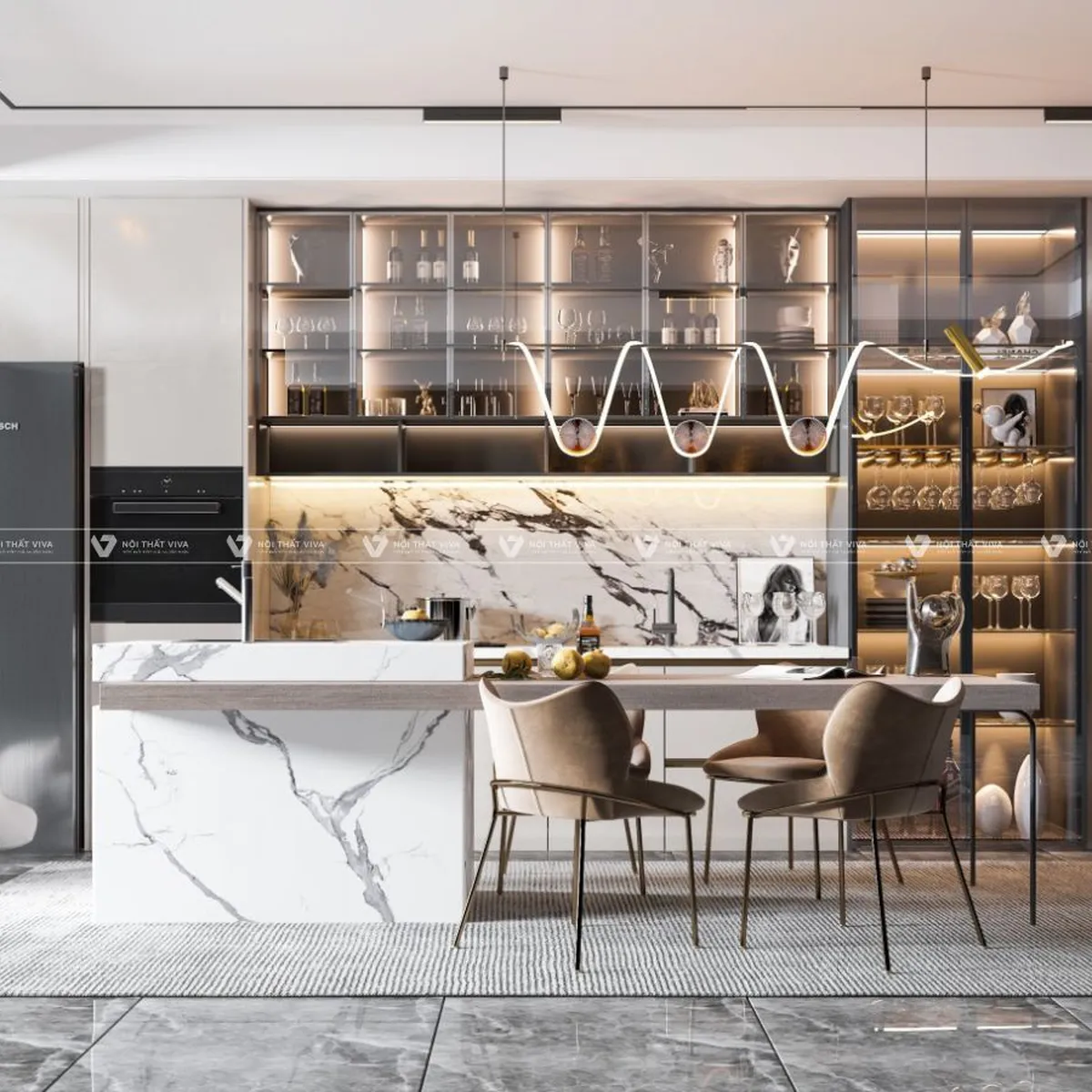 Tủ Bếp Cánh Kính Tủ Bếp Cánh Kính