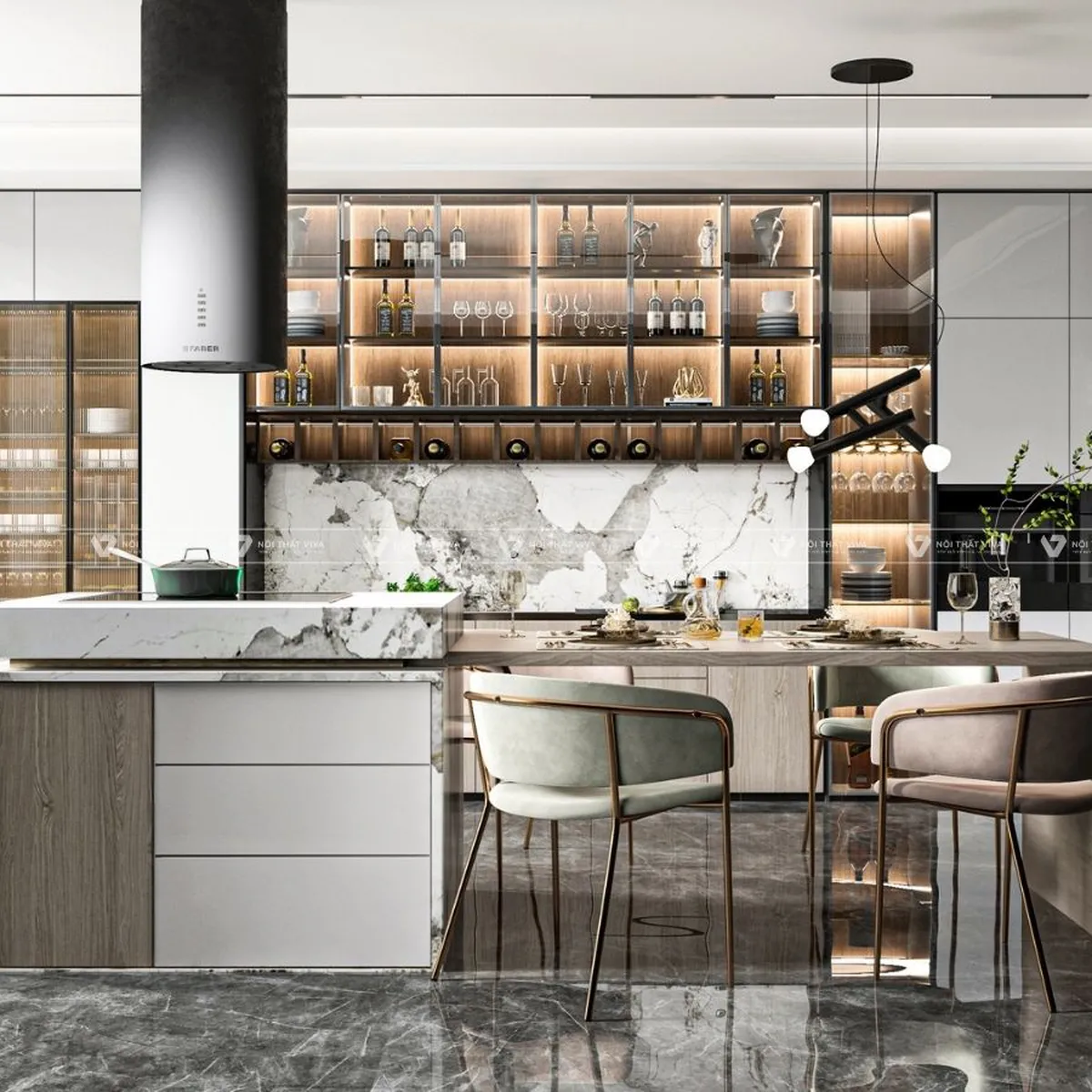 Tủ Bếp Cánh Kính Tủ Bếp Cánh Kính