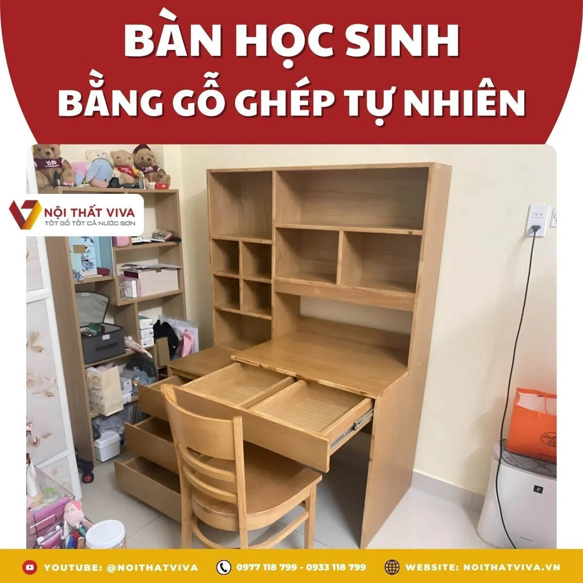 Bàn học gỗ tự nhiên – 3 mẫu cần thiết và mẹo chọn chuẩn theo độ tuổi Bàn học gỗ tự nhiên – 3 mẫu cần thiết và mẹo chọn chuẩn theo độ tuổi