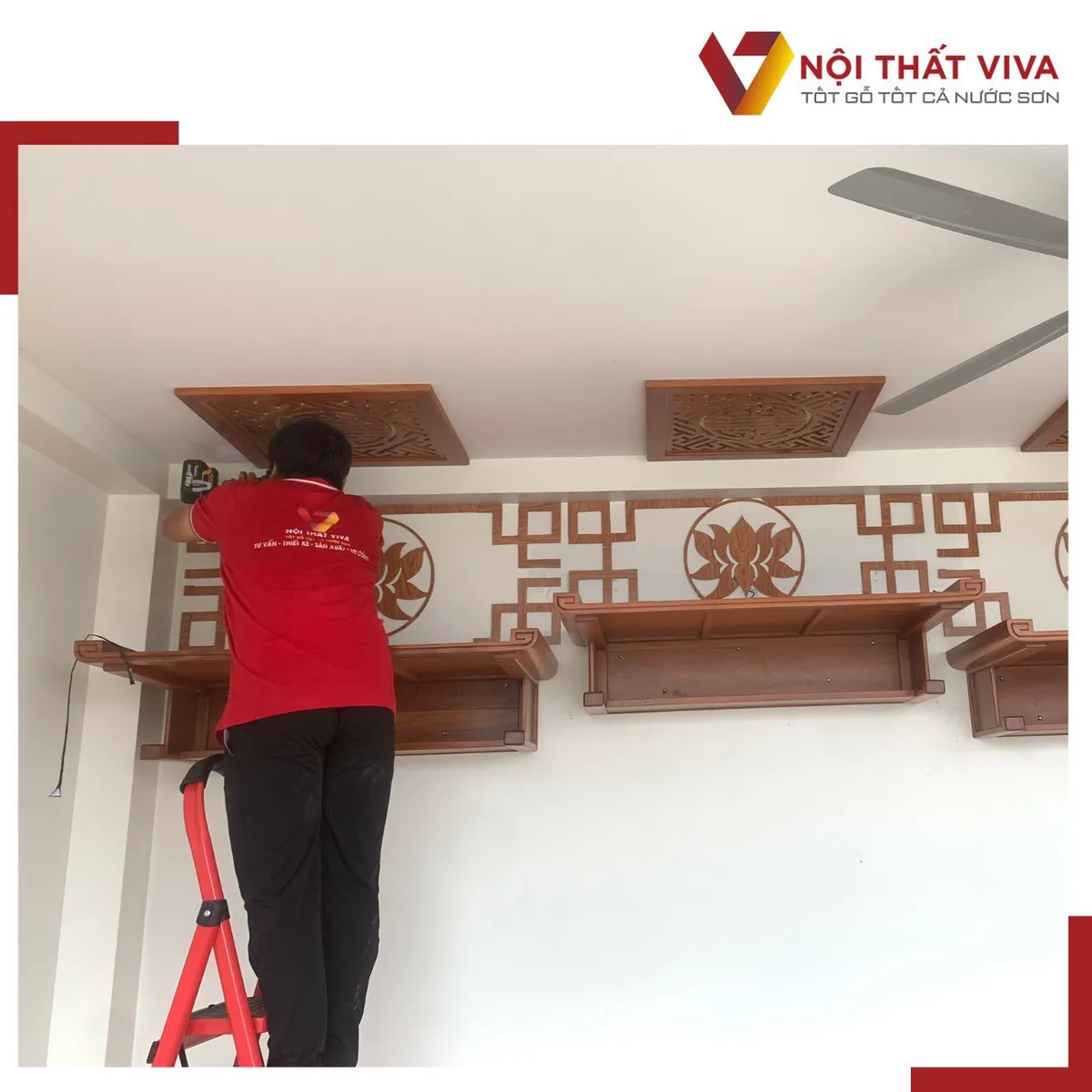 Giao Lắp 3 Bộ Trang Bàn Thờ Treo Tường Bằng Gỗ Gõ Đỏ Chuẩn Phong Thủy Giao Lắp 3 Bộ Trang Bàn Thờ Treo Tường Bằng Gỗ Gõ Đỏ Chuẩn Phong Thủy