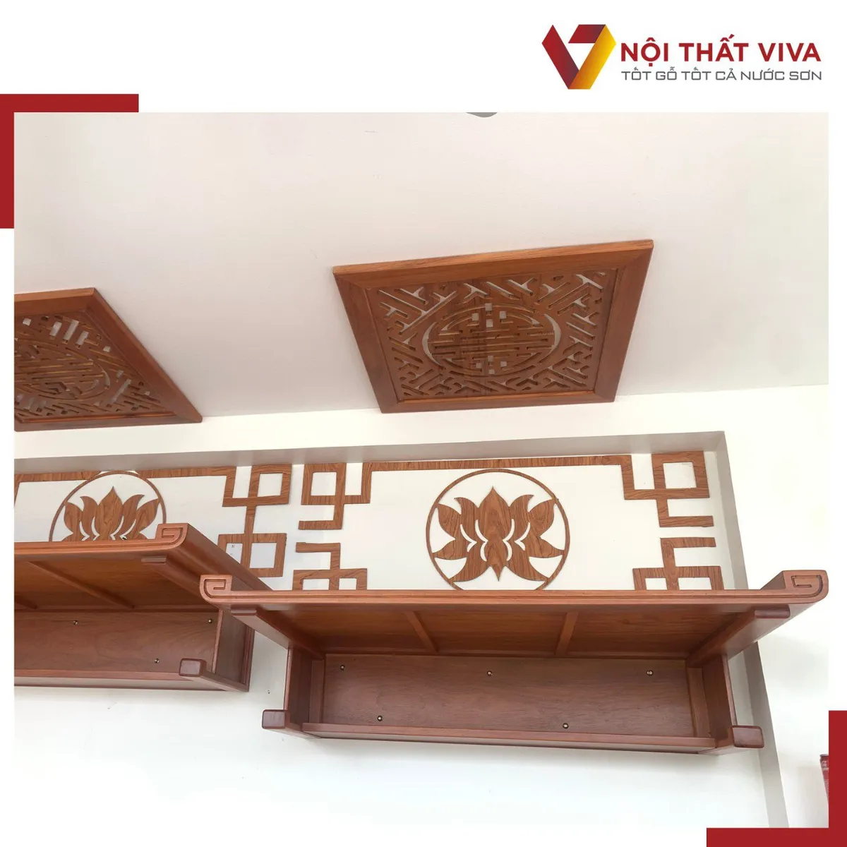 Giao Lắp 3 Bộ Trang Bàn Thờ Treo Tường Bằng Gỗ Gõ Đỏ Chuẩn Phong Thủy Giao Lắp 3 Bộ Trang Bàn Thờ Treo Tường Bằng Gỗ Gõ Đỏ Chuẩn Phong Thủy