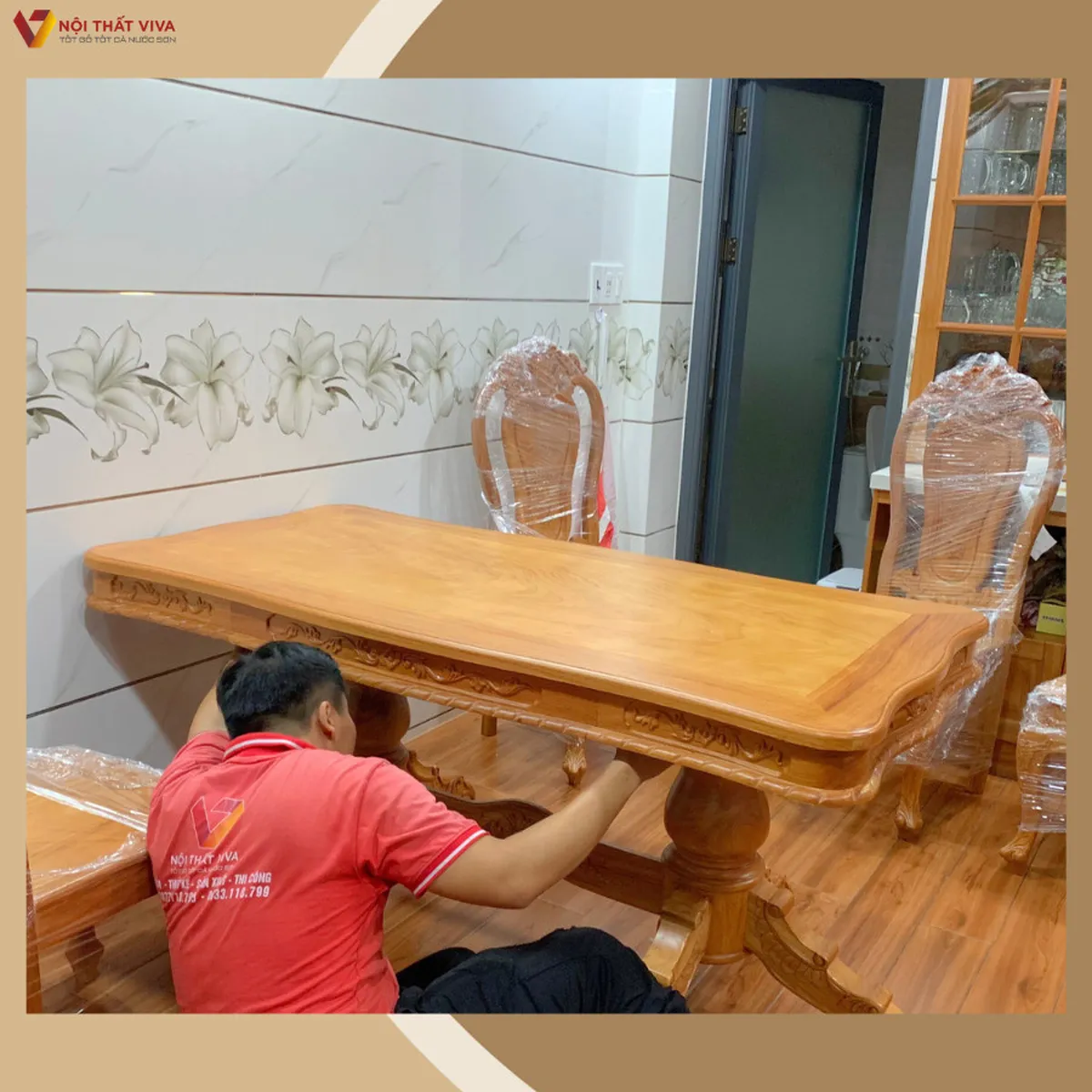 Giao Lắp Bàn Ghế Ăn Gỗ Gõ Đỏ Bánh Tây Chạm Cỗ Điển Chị Hằng - Tân Phú  Giao Lắp Bàn Ghế Ăn Gỗ Gõ Đỏ Bánh Tây Chạm Cỗ Điển Chị Hằng - Tân Phú