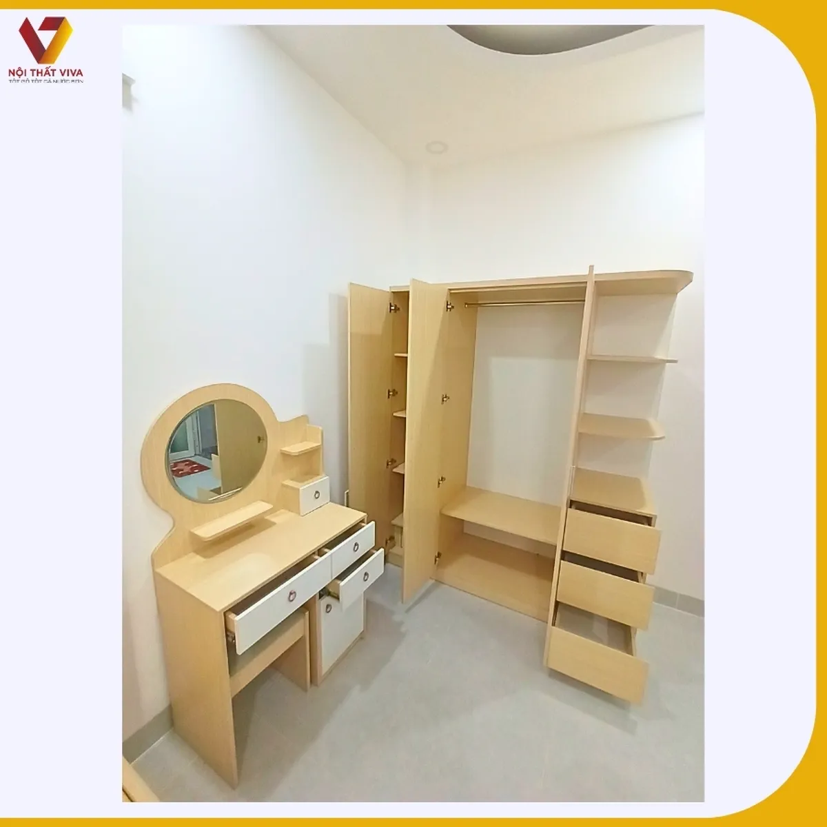 Giao Lắp Combo Nội Thất Phòng Ngủ Gỗ Công Nghiệp Màu Kem Sang Trọng Giao Lắp Combo Nội Thất Phòng Ngủ Gỗ Công Nghiệp Màu Kem Sang Trọng