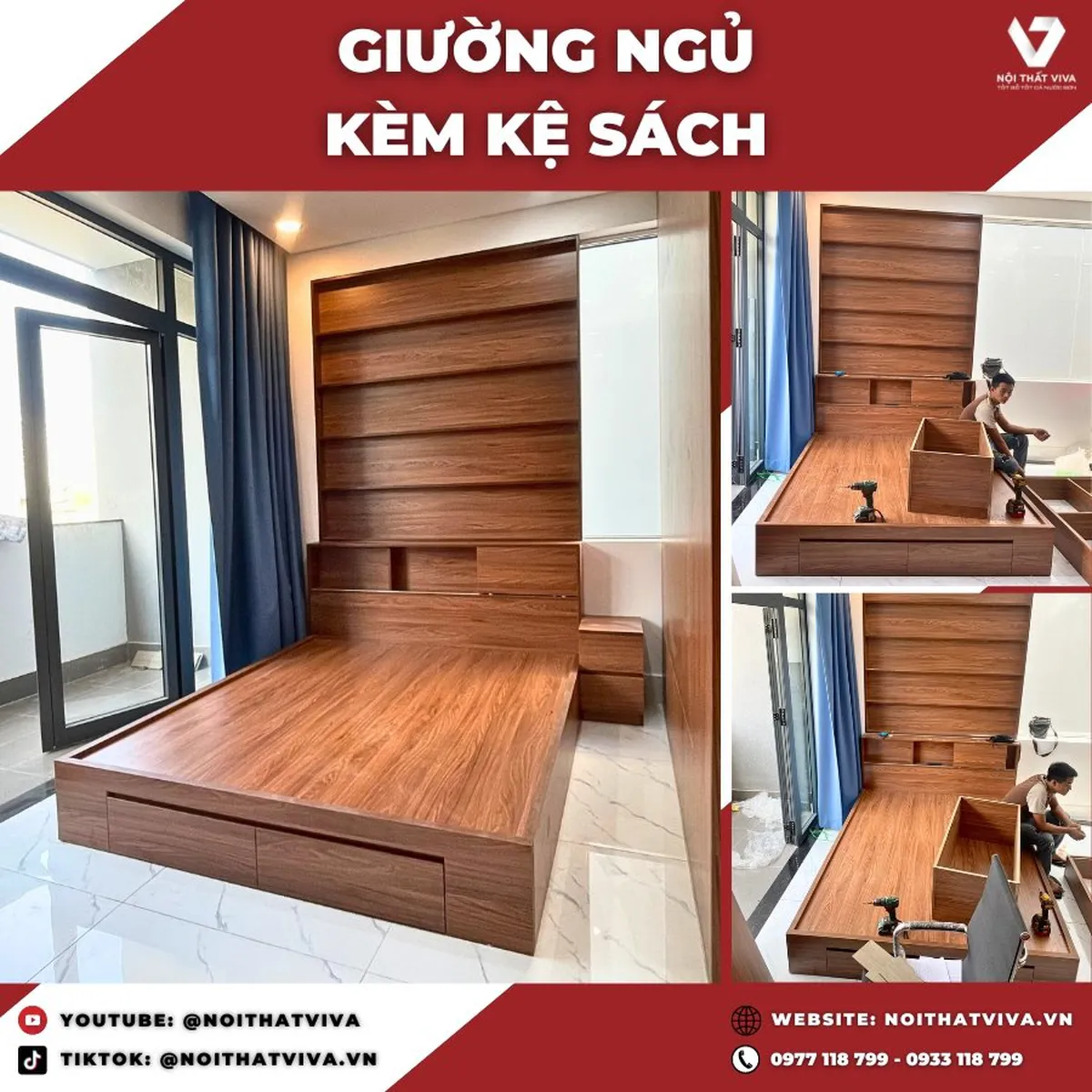 Giao Lắp Mẫu Thiết Kế Giường Ngủ Đẹp Kèm Kệ Sách Treo Tường Hiện Đại Giao Lắp Mẫu Thiết Kế Giường Ngủ Đẹp Kèm Kệ Sách Treo Tường Hiện Đại